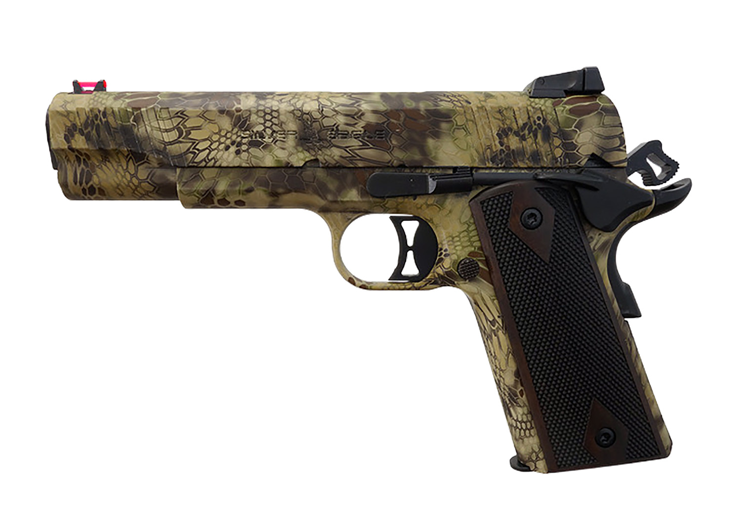 T R Imports 191145CM2 1911 45 ACP 7+1 KT Slide Camo, Walnut Grip