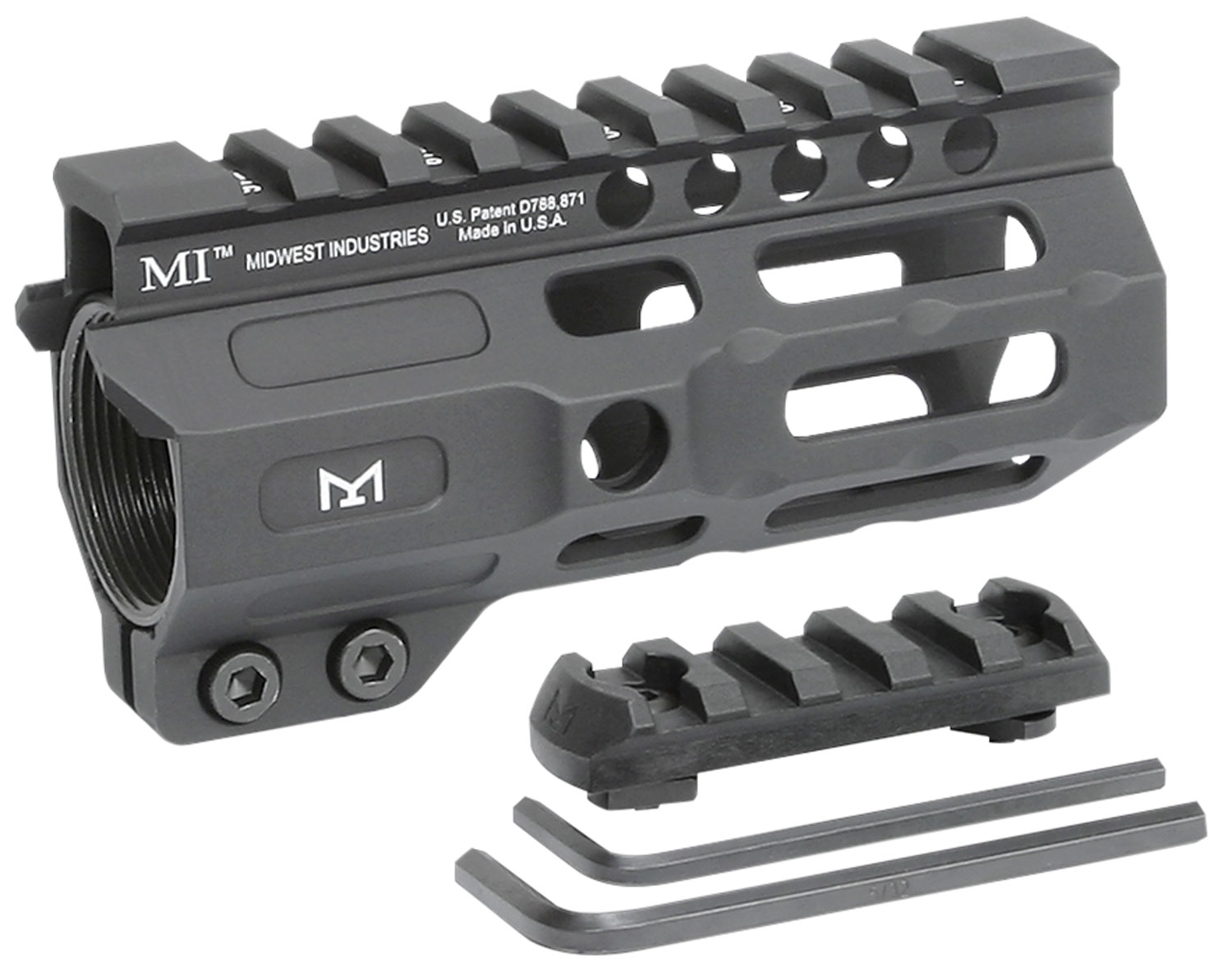 Midwest Industries MICRM45 Combat  Black Hardcoat Anodized 6061-T6 Aluminum 4.50″ Picatinny/M-LOK