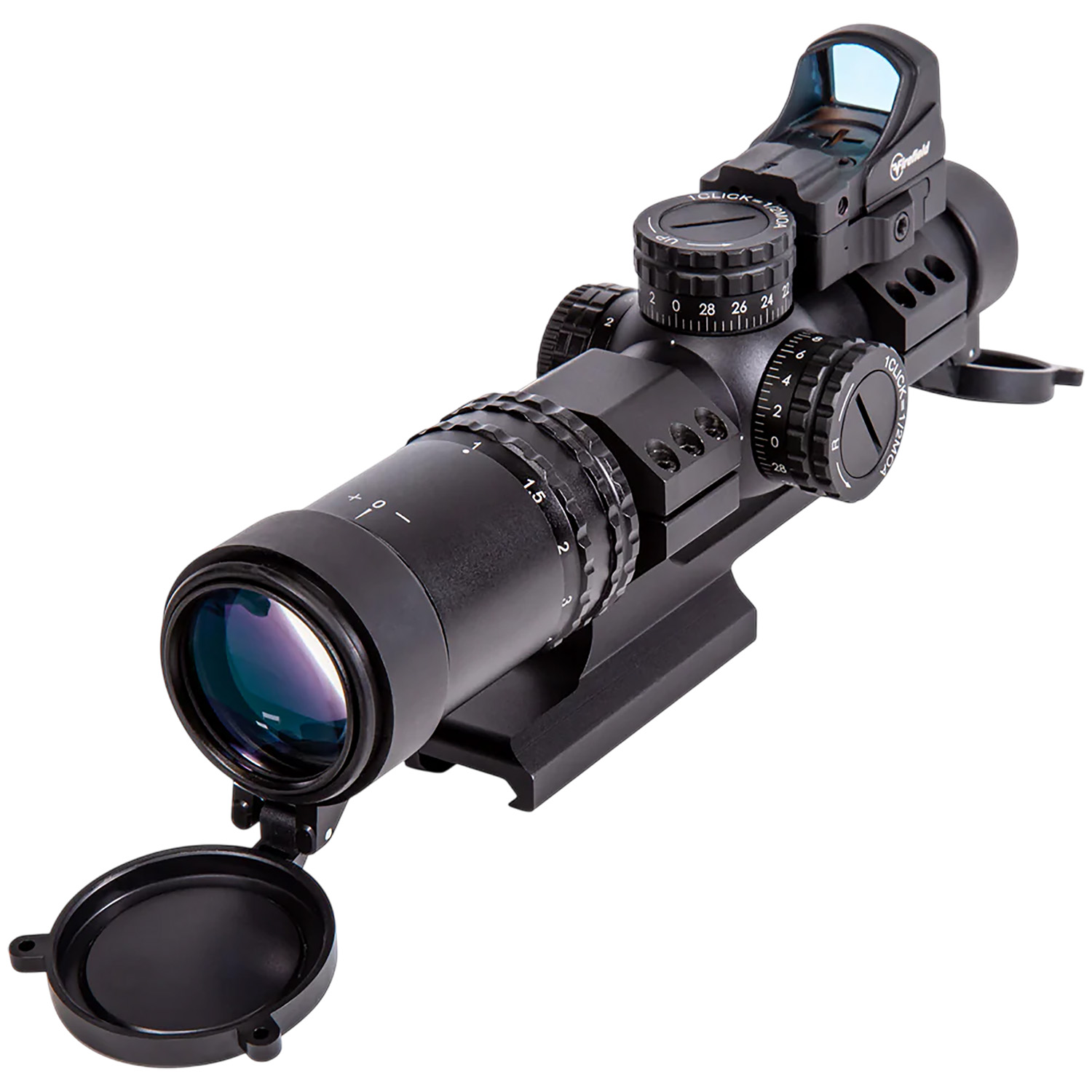 Firefield FF13071K RapidStrike Kit Matte Black 1-4x24mm, 30mm Tube 5 MOA Illuminated Black/Green/Red Circle Dot Reticle