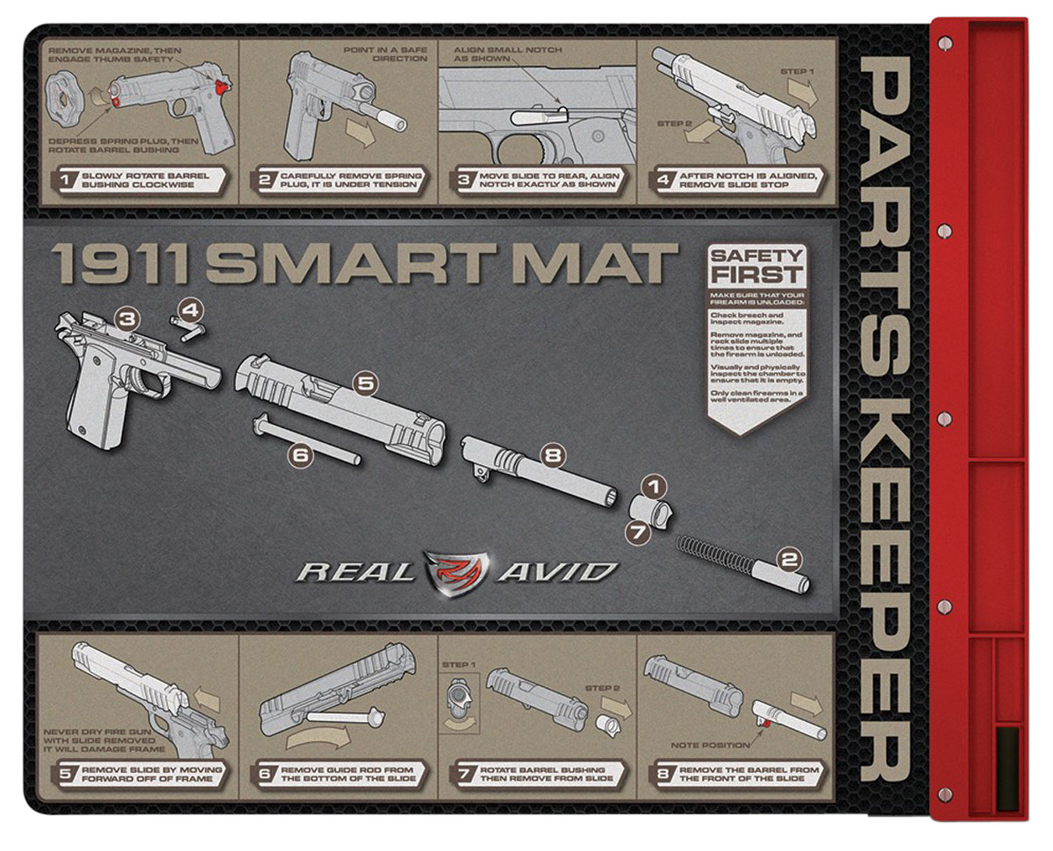 Real Avid AV1911SM 1911 Smart Mat Black/Red 19″ x 16″ 1911 Diagram Illustration