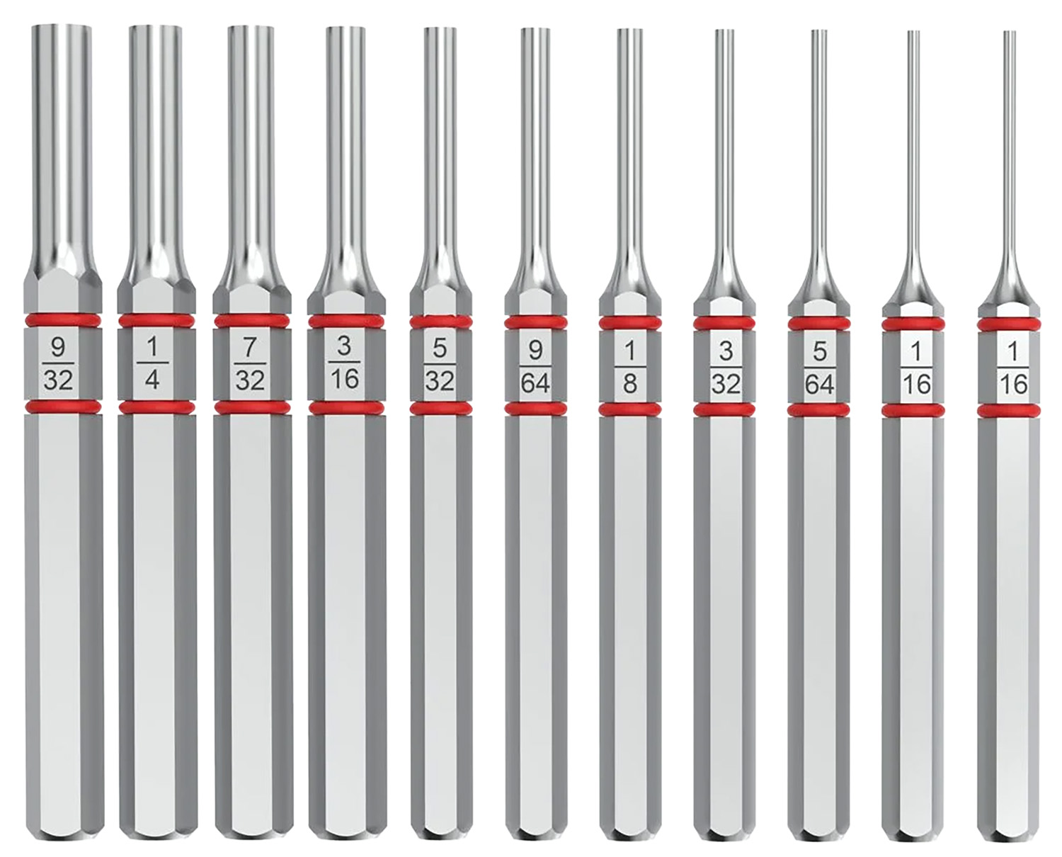 Real Avid AVAPKS Accu-Punch Standard Pin Punch Set Silver Steel Universal Firearm 11 Pieces