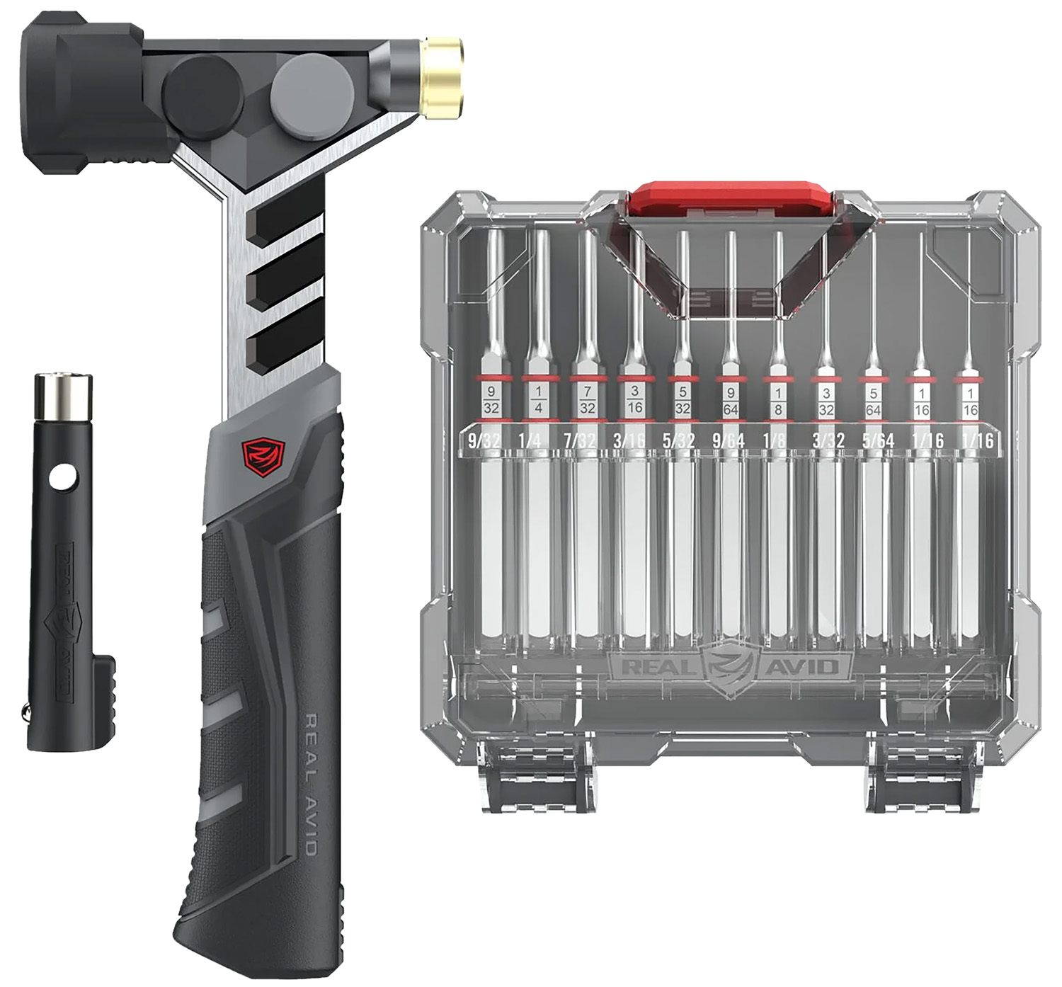 Real Avid AVAMHAPS Master Hammer and Accu-Punch Pin Punch Set Black/Silver Steel Universal Firearm 11 Pieces