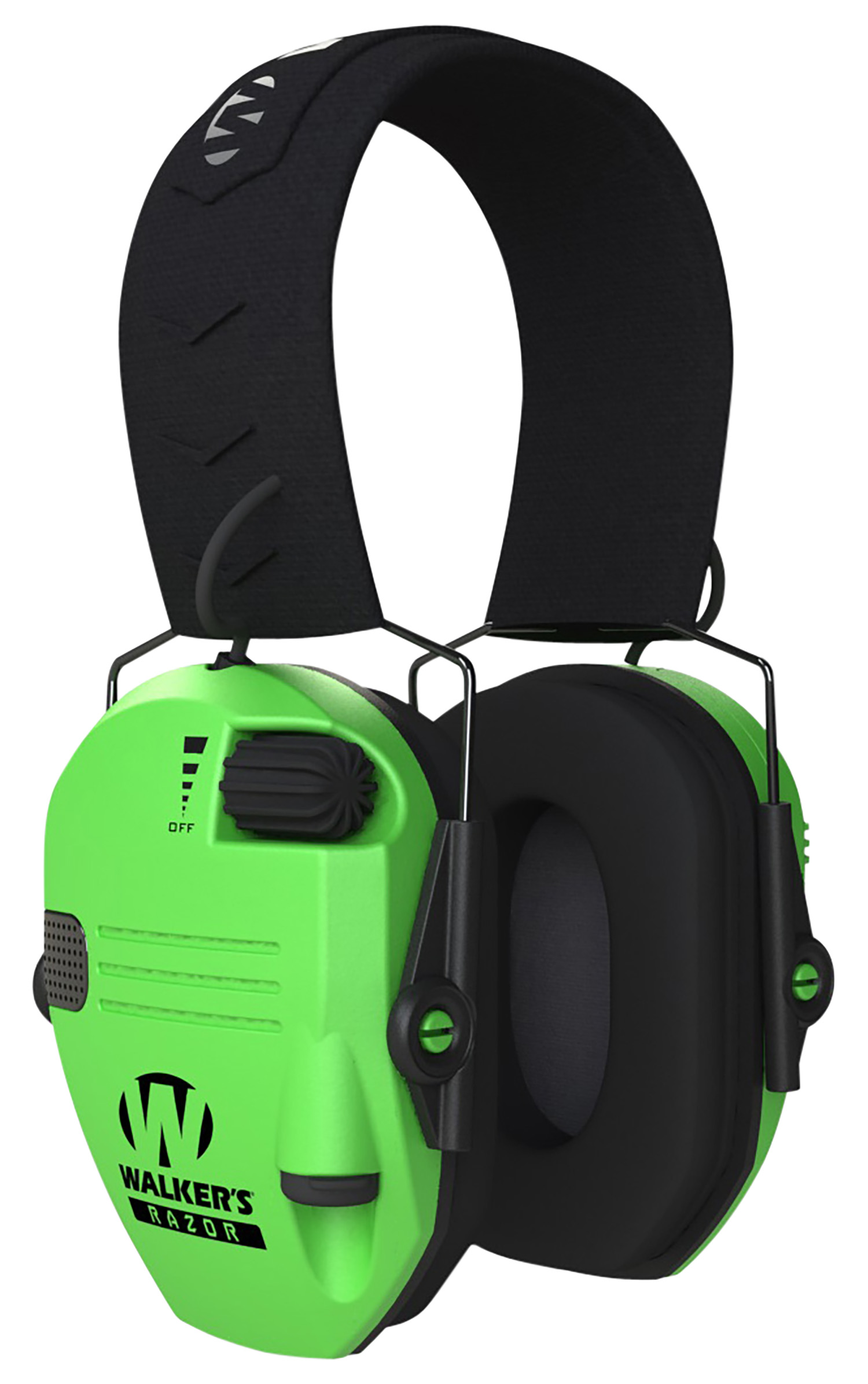 Walker’s GWPRSEMHVG Razor Slim Electronic Muff 23 dB Over the Head Hi-Viz Green/Black Polymer