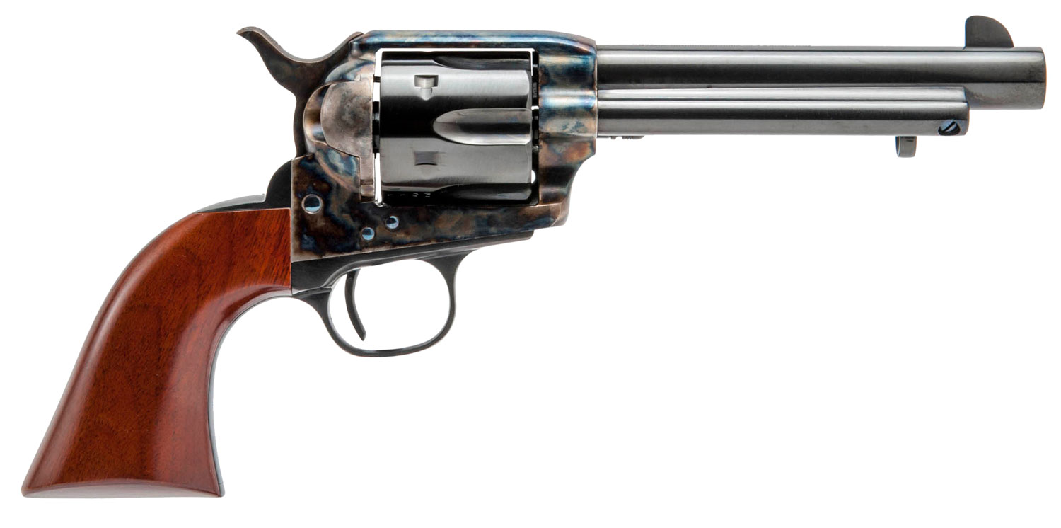 Cimarron MP411 Model P 45 Colt (Long Colt) 6 Shot 5.50″ Blued Stainless Steel Barrel, Blued Cylinder, Color Case Hardened Steel Frame, Walnut Grip, Exposed Hammer