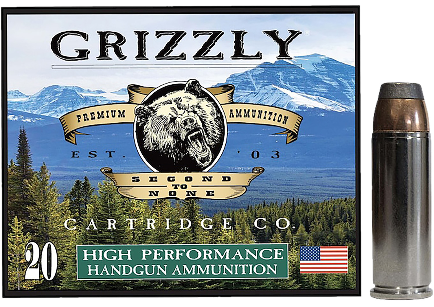 Grizzly Ammo GC45C+P10 45Colt+P 300gr Bonded Flat Point 20 Per Box/10 Case