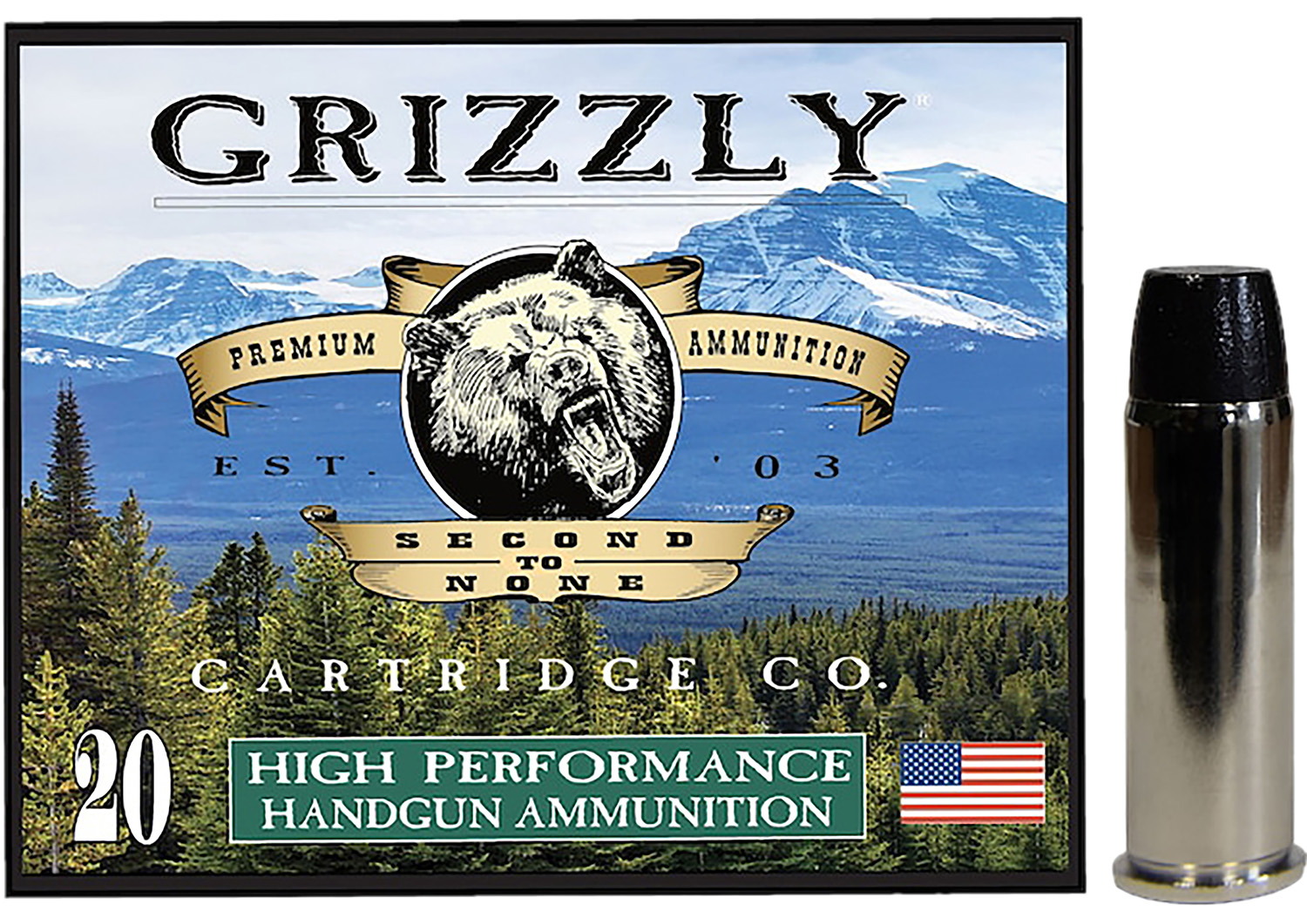 Grizzly Ammo GC44M9 44RemMag 260gr Wide Flat Nose Gas Check 20 Per Box/10 Case