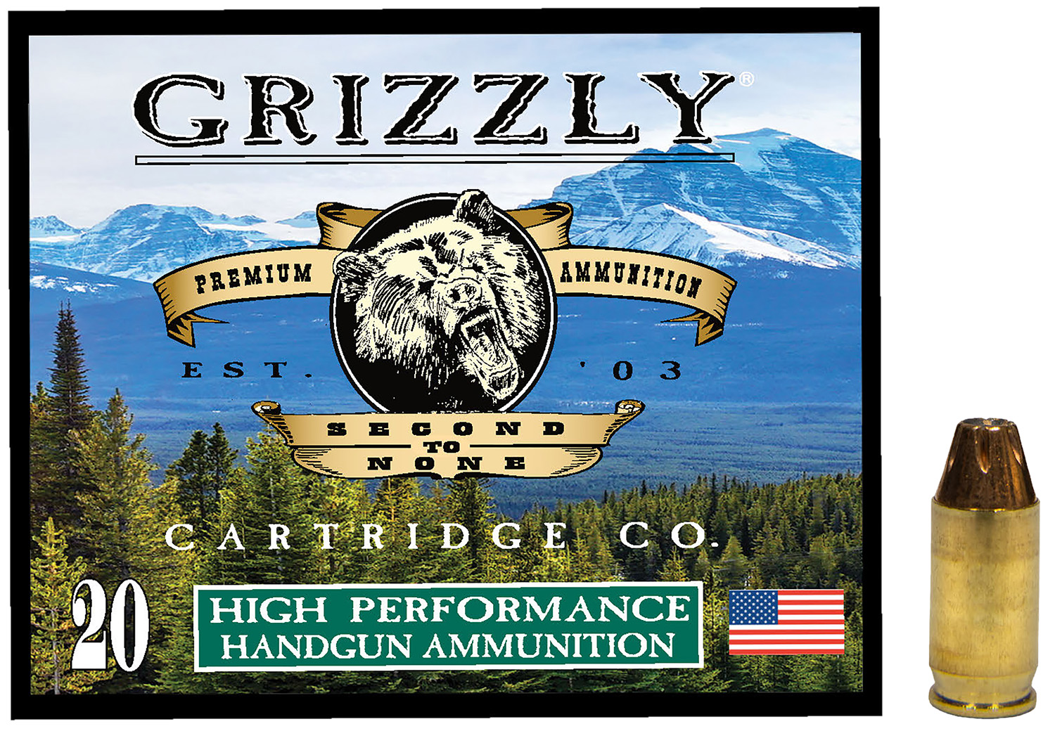 Grizzly Ammo GC380A2   380ACP 90gr Jacketed Hollow Point 20 Per Box/10 Case