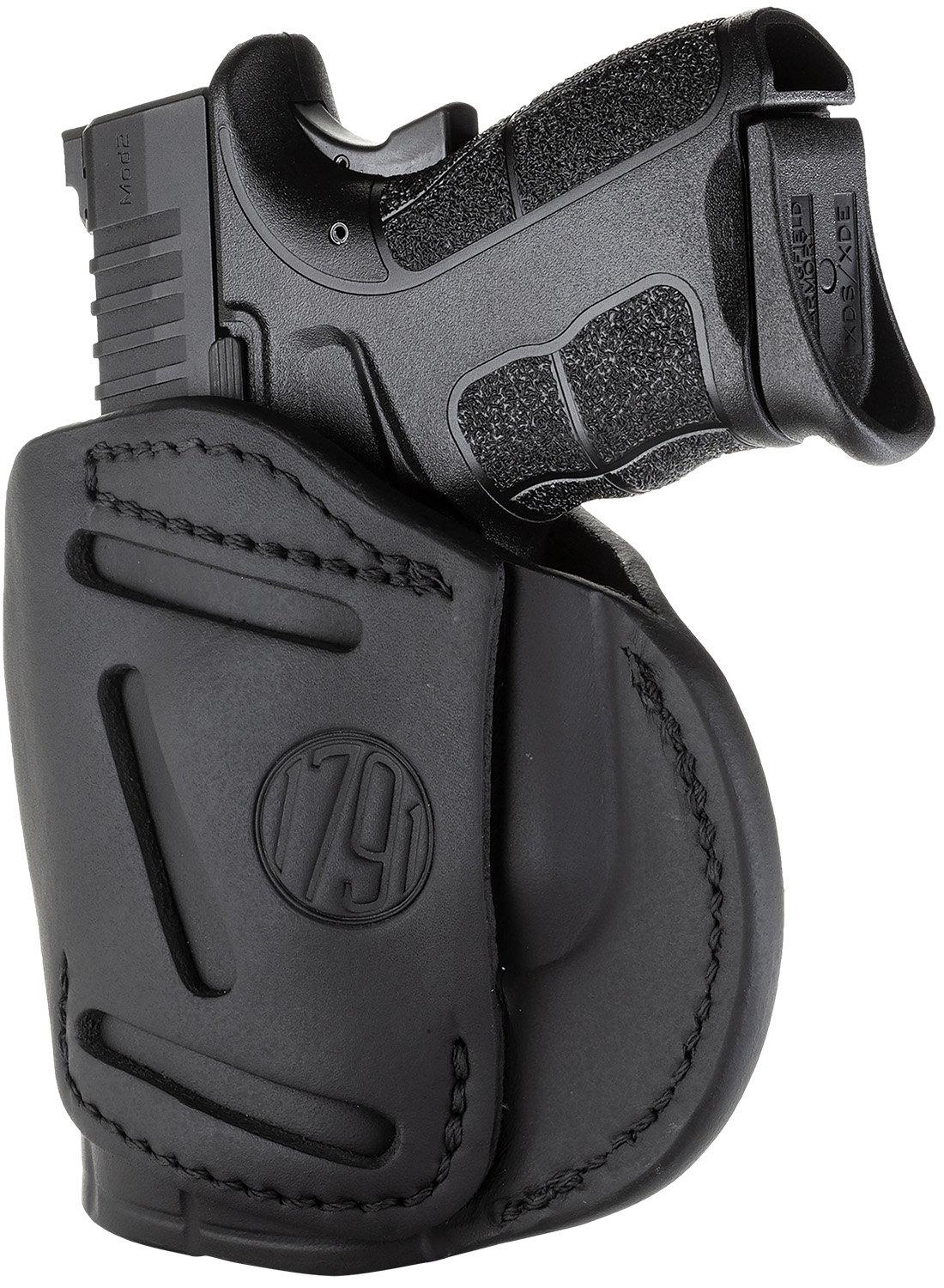 1791 Gunleather 4WH4SBLR 4-Way IWB/OWB Size 04 Stealth Black Leather Belt Clip Compatible w/Glock 26/Springfield XD/XDS/S&W M&P Shield Plus Right Hand
