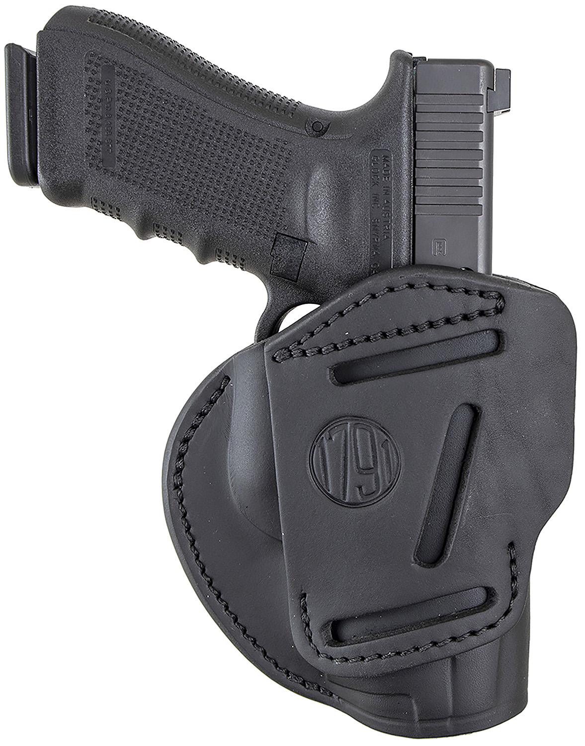 1791 Gunleather 3WH5SBLA 3-Way IWB/OWB Size 05 Stealth Black Leather Belt Loop Compatible w/ Glock 17 Compatible w/ Springfield XD Compatible w/ S&W M&P Compatible w/ HK VP9 Ambidextrous Hand