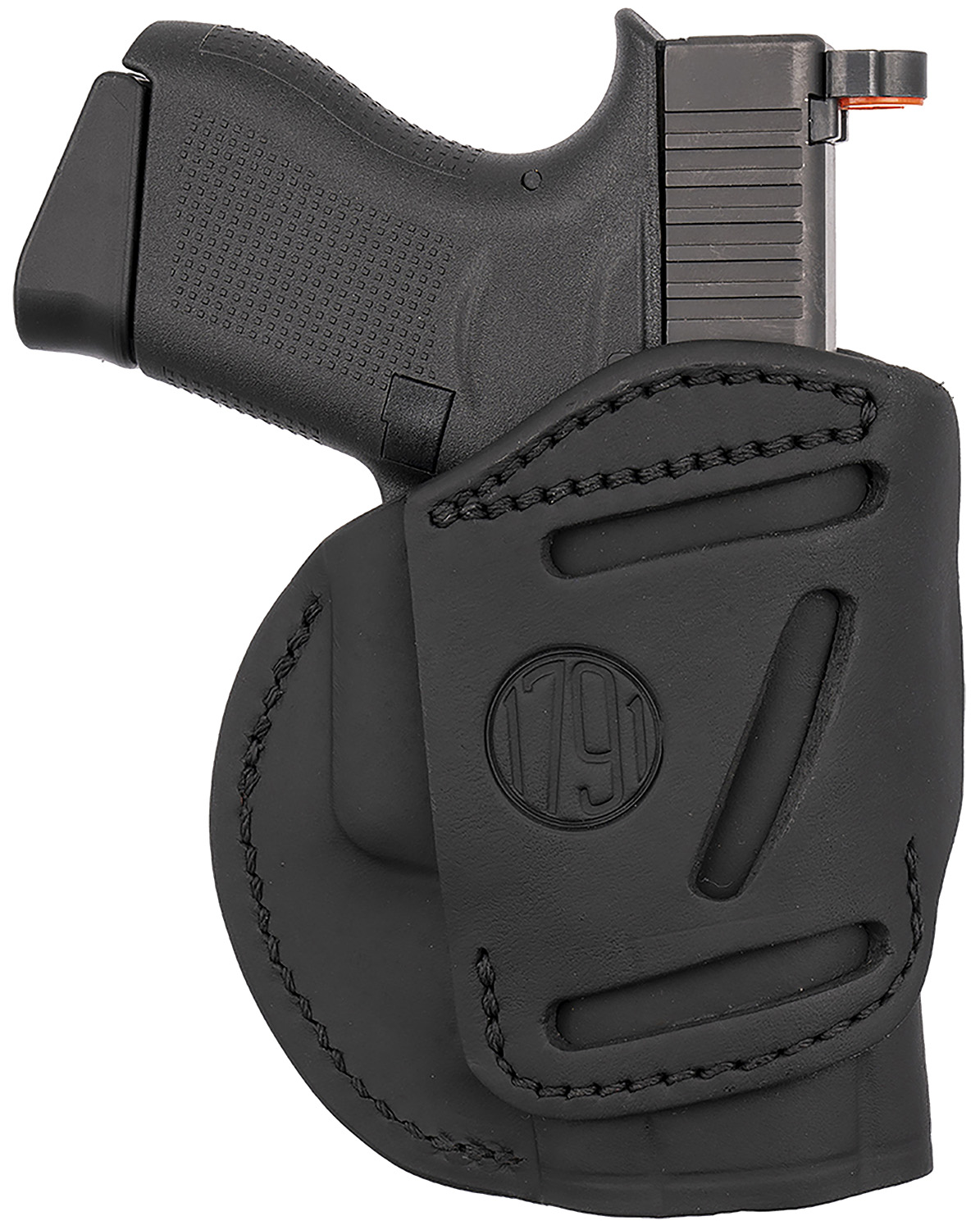 1791 Gunleather 4WH3SBLL 4-Way IWB/OWB Size 03 Stealth Black Leather Belt Clip Compatible w/Glock 26/Ruger LC9/S&W M&P Shield/2.0 9/40 Left Hand