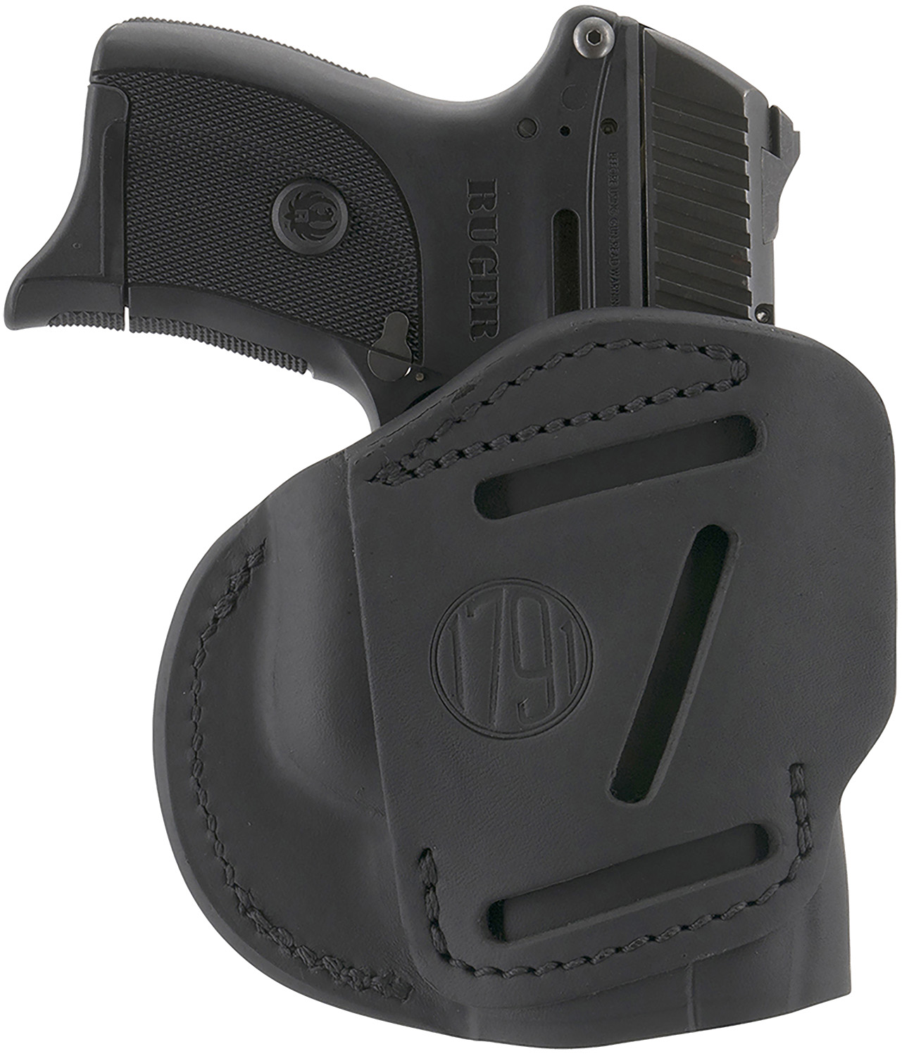 1791 Gunleather 4WH4SBLL 4-Way IWB/OWB Size 04 Stealth Black Leather Belt Clip Compatible w/Glock 26/Springfield XD/XDS/S&W M&P Shield Plus Left Hand