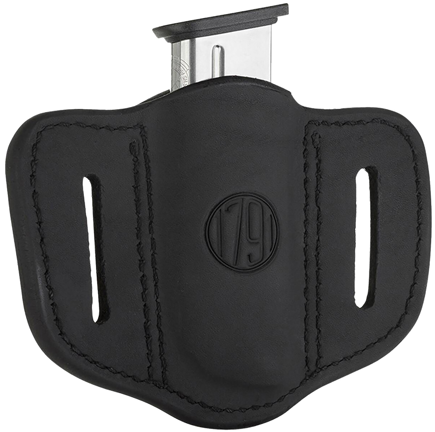 1791 Gunleather MAG11SBLA MAG1.1 Single Mag Holster Stealth Black Leather Belt Slide Compatible w/ Single Stack Ambidextrous