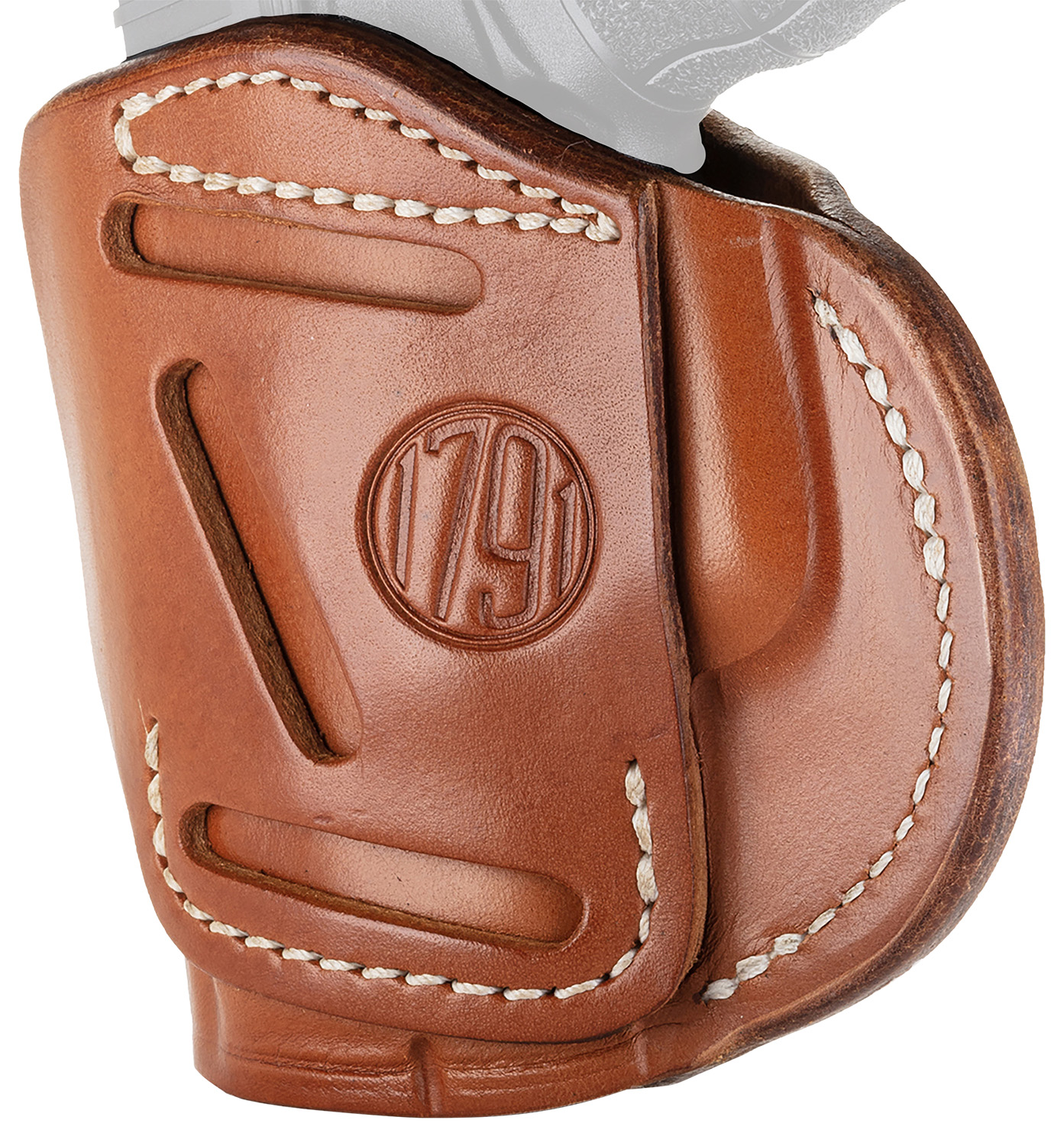 1791 Gunleather 4WH4CBRR 4-Way IWB/OWB Size 04 Classic Brown Leather Belt Clip Compatible w/Glock 26/Springfield XD/XDS/S&W Shield Plus Right Hand