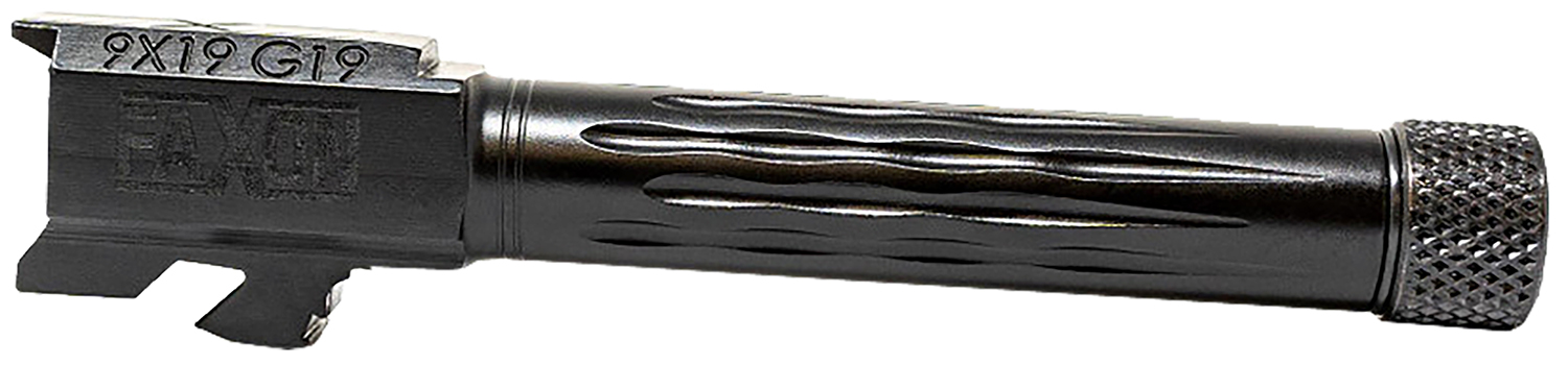 Faxon Firearms GB910N19LGQT Match Series 9mm Luger Compatible w/Glock 45/19 Gen2-5, Fluted Threaded Black Nitride Steel