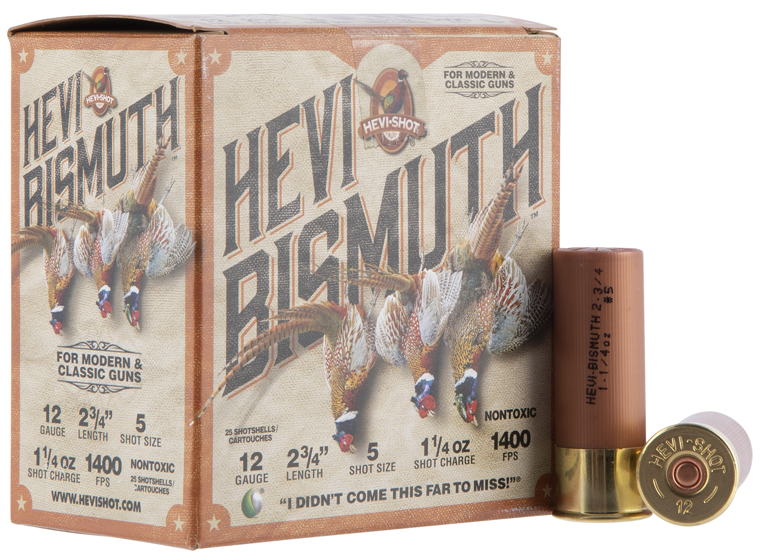 HEVI-Shot HS14715 HEVI-Bismuth Upland 12Gauge 2.75″ 1 1/4oz Bismuth 5Shot 25 Per Box/10 Case