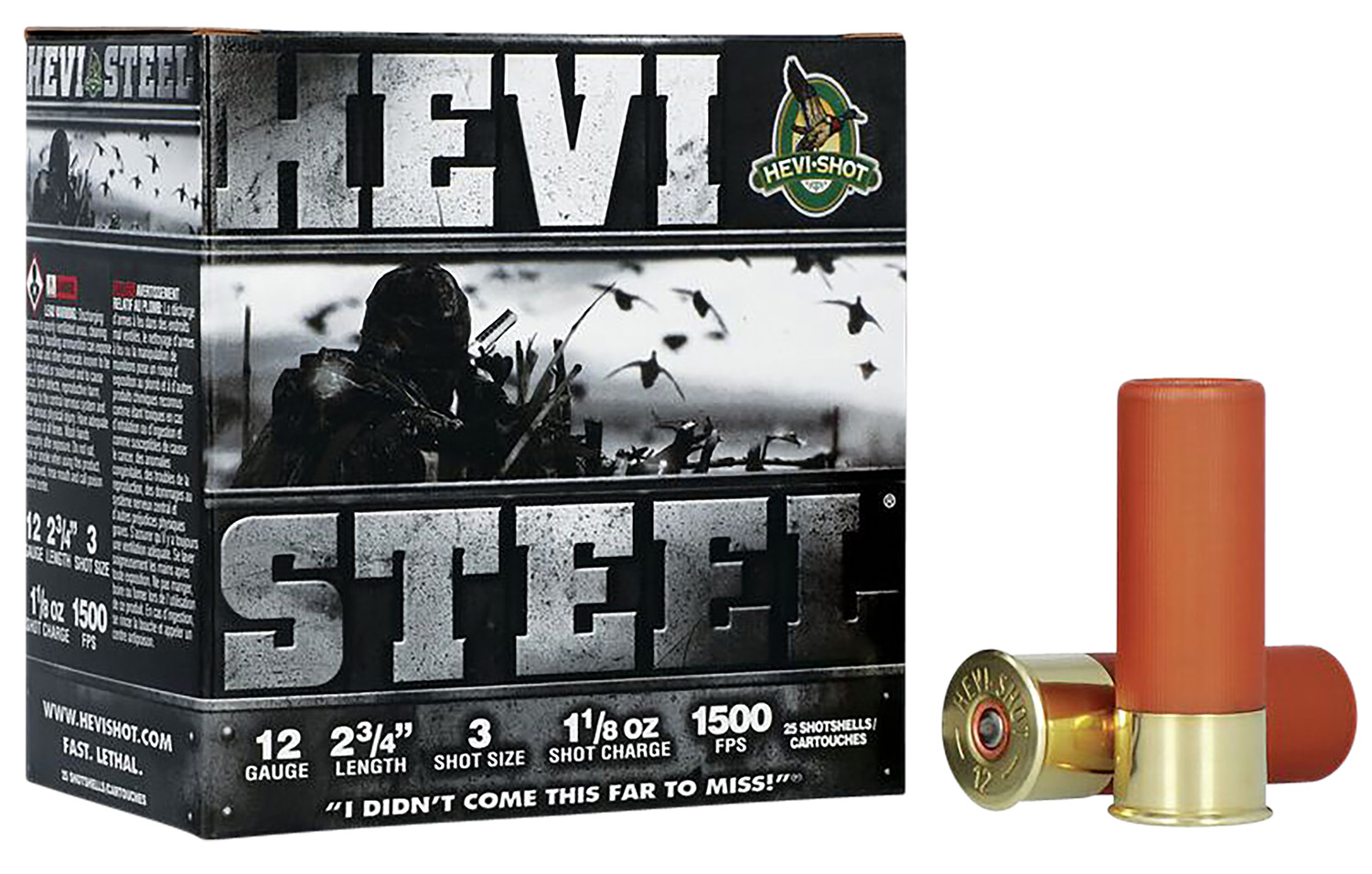 HEVI-Shot HS61223 HEVI-Steel 12Gauge 2.75″ 1 1/8oz 3Shot 25 Per Box/10 Case