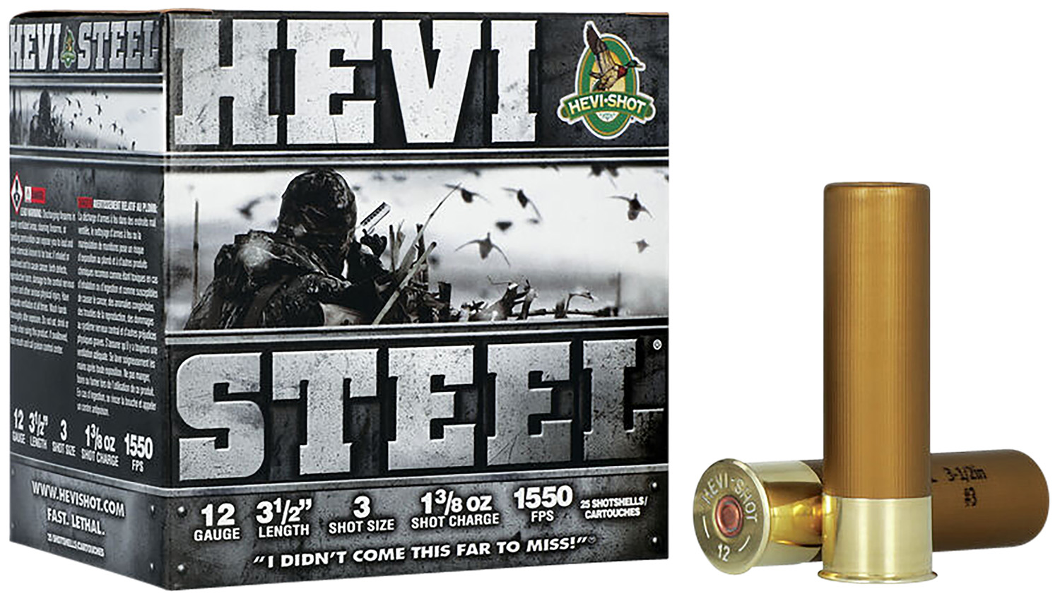 HEVI-Shot HS65003 HEVI-Steel 12Gauge 3.50″ 1 3/8oz 3Shot 25 Per Box/10 Case