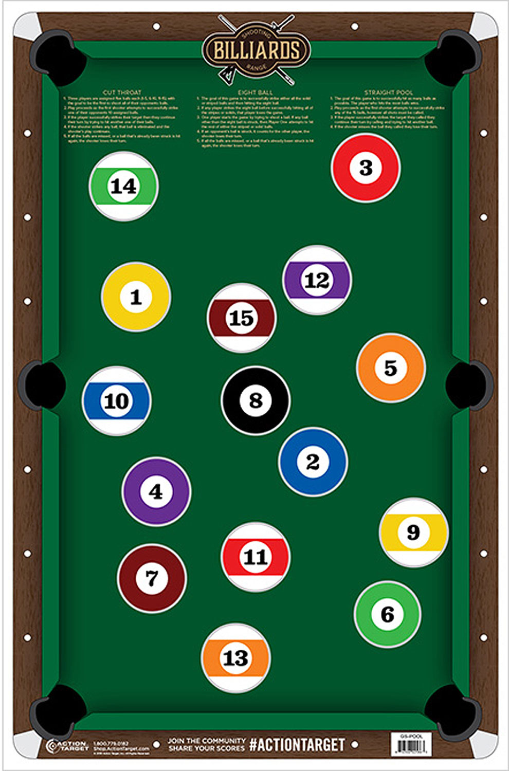Action Target GSPOOL100 Entertainment  Pool Table Paper Hanging 23″ x 35″ Multi-Color 100 Per Box
