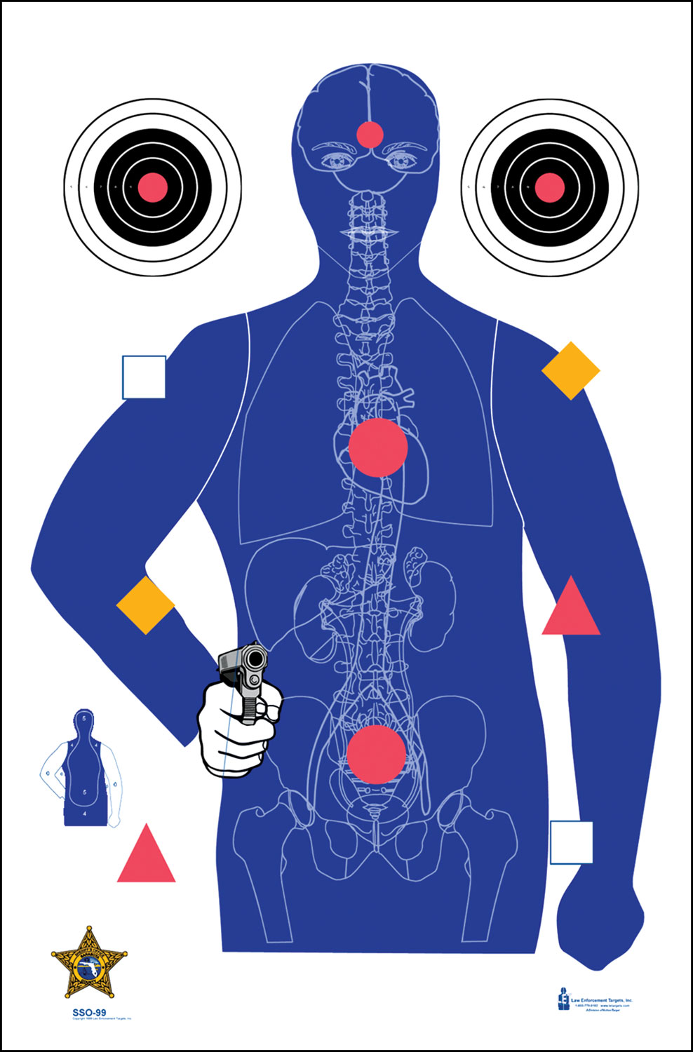 Action Target SSO99100 State-Specific Qualification Sarasota Sheriff’s Office Silhouette/Vitals Paper Hanging 23″ x 35″ Blue 100 Per Box