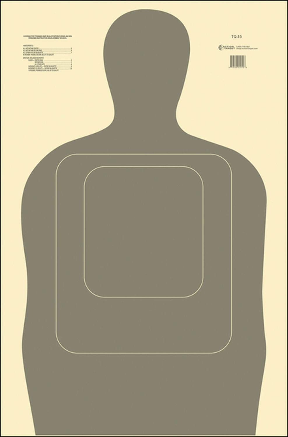 Action Target TQ15GRAY100 Qualification Standard Silhouette Paper Hanging 24″ x 45″ Gray/White 100 Per Box