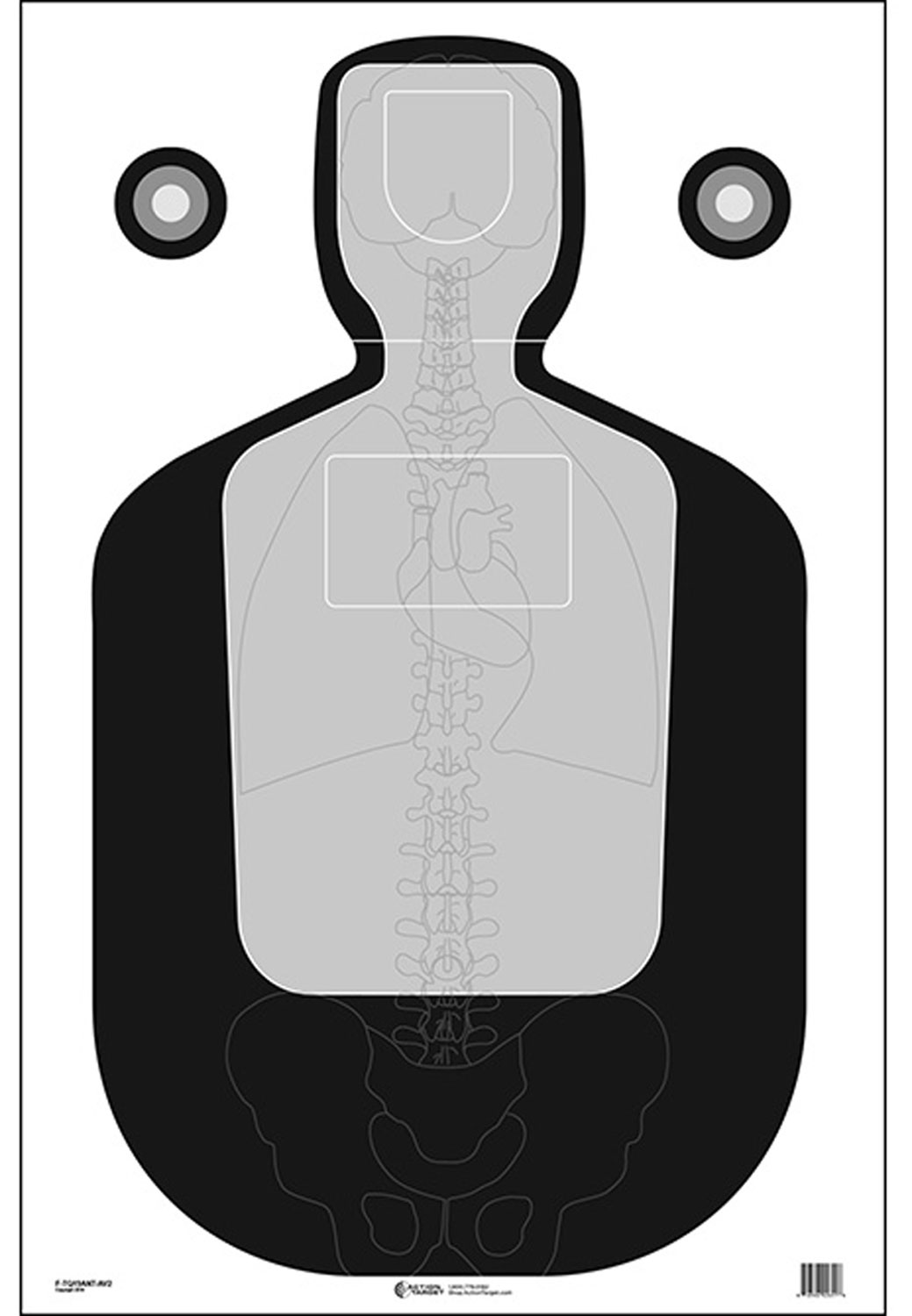 Action Target FTQ19ANTAV2100 Qualification Silhouette/Vitals Paper Hanging 23″ x 35″ Black/Gray 100 Per Box