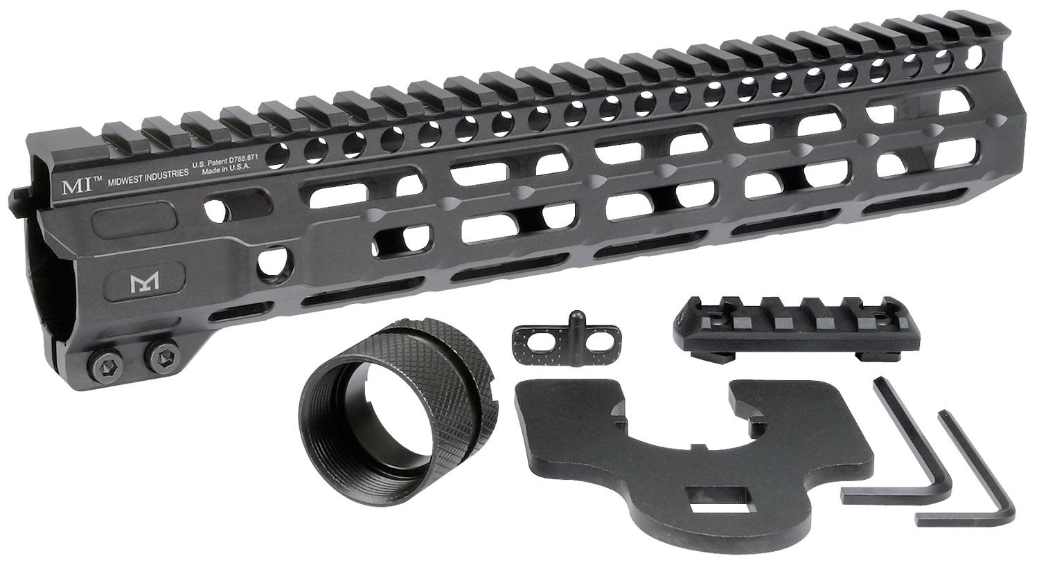 Midwest Industries MICRM105 Combat Black Hardcoat Anodized 6061-T6 Aluminum 10.50″ Picatinny/M-LOK