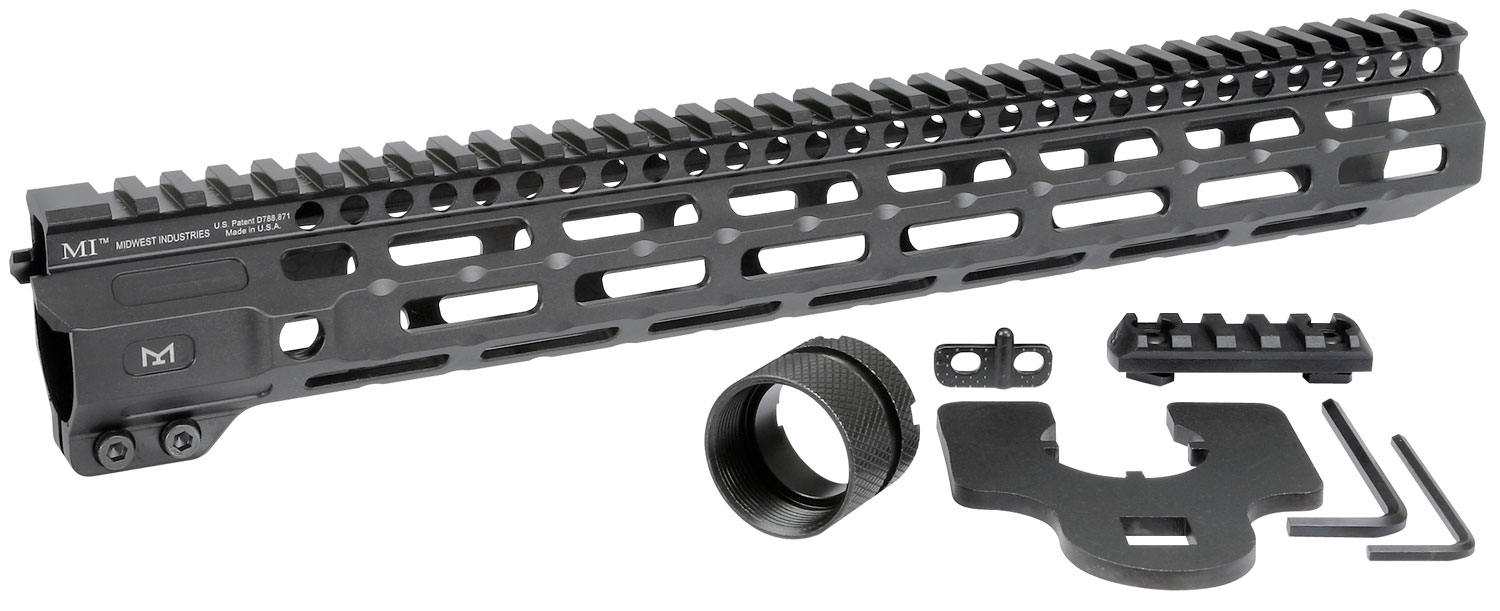 MIDWEST INDUSTRIES INC MICRM14 M-Series AR-15 6061 Aluminum Black Hard Coat Anodized 14″