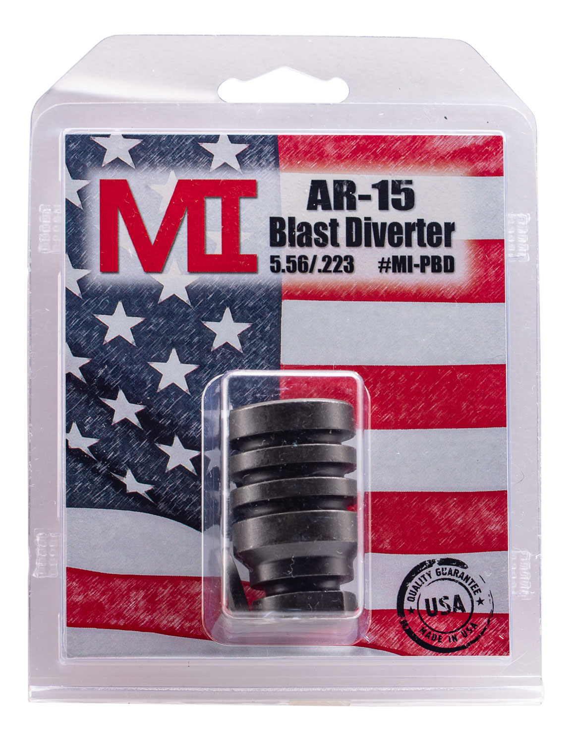 Midwest Industries MIPBD Blast Diverter Black Phosphate Steel with 1/2″-28 tpi Threads, 1.75″ OAL & 1.09″ Diameter for 223 Rem, 5.56x45mm NATO AR-Platform