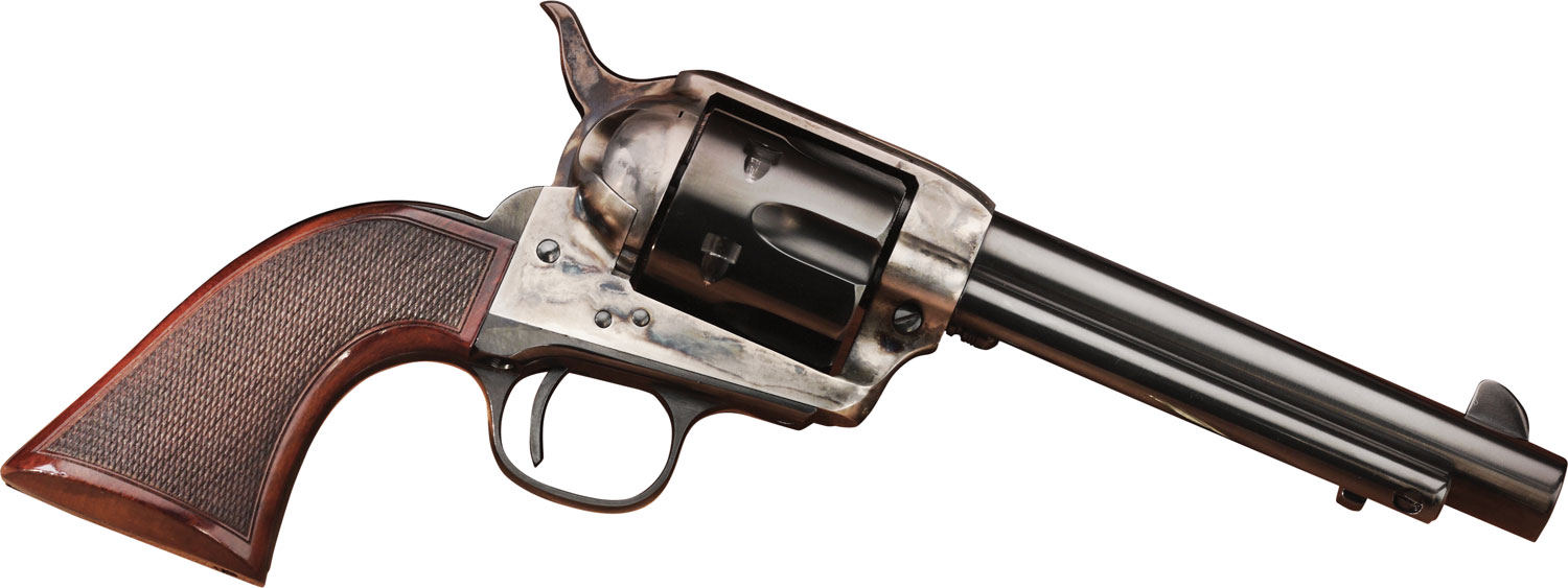 Taylors & Company 556202DE Short Stroke Smoke Wagon 45 Colt (LC) 6rd 5.50″ Blued Cylinder & Barrel Color Case Hardened Steel Frame Checkered Walnut Navy Size Grip (Taylor Tuned)