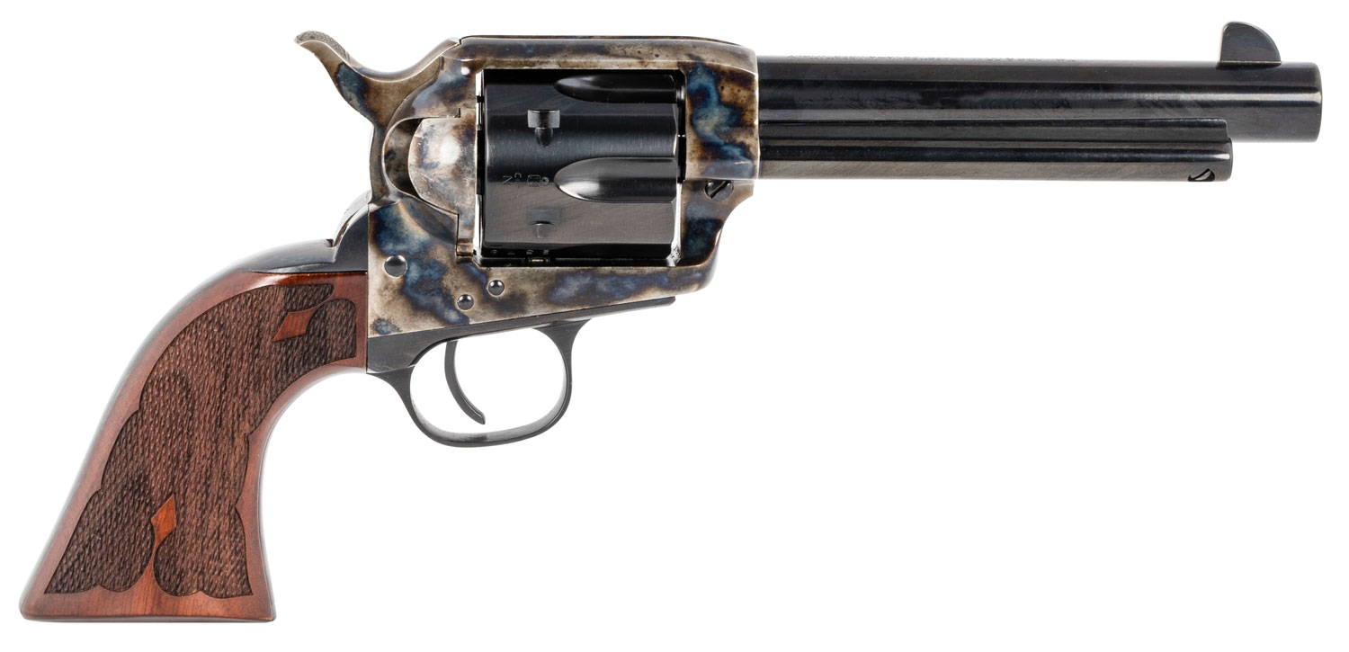 Taylors & Company 555130 Gambler  45 Colt (LC) Caliber with 5.50″ Blued Finish Barrel, 6rd Capacity Blued Finish Cylinder, Color Case Hardened Finish Steel Frame & Checkered Walnut Grip