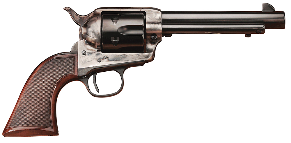 Taylors & Company 4109DE Smoke Wagon Deluxe 45 Colt (LC) 6rd 4.75″ Blued Cylinder & Barrel Color Case Hardened Steel Frame Checkered Walnut Grip