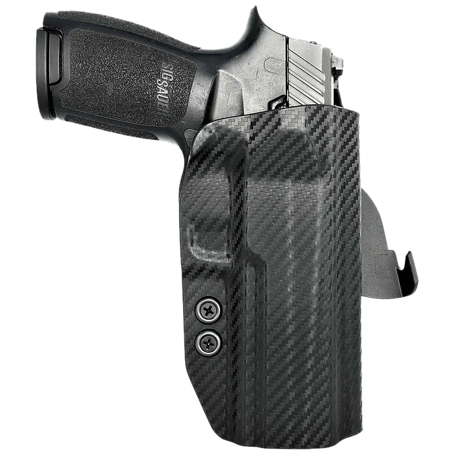 Rounded Gear SSRP320FSCFRHOWBPDL  Paddle Holster OWB Black Carbon Fiber Kydex Fits Sig Sauer P320 Right Hand