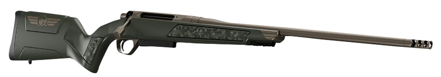Christensen Arms 8011500800 Evoke  Full Size 300 Win Mag 4+1 22″ Burnt Bronze Cerakote #4 Contour Threaded Barrel, Gray w/Bronze Logo Hybrid Hunter w/Picatinny Rail Synthetic Stock