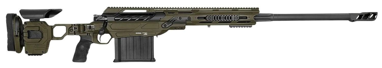 Cadex Inc CDX50DUAL5029BR40I2J5N CDX-50 Tremor 50 BMG 5+1 29″ Black DLC Match Grade Threaded Barrel, Black DLC Aluminum Receiver w/Picatinny Rail, Adjustable Folding OD Green Stock, Black Polymer Grip