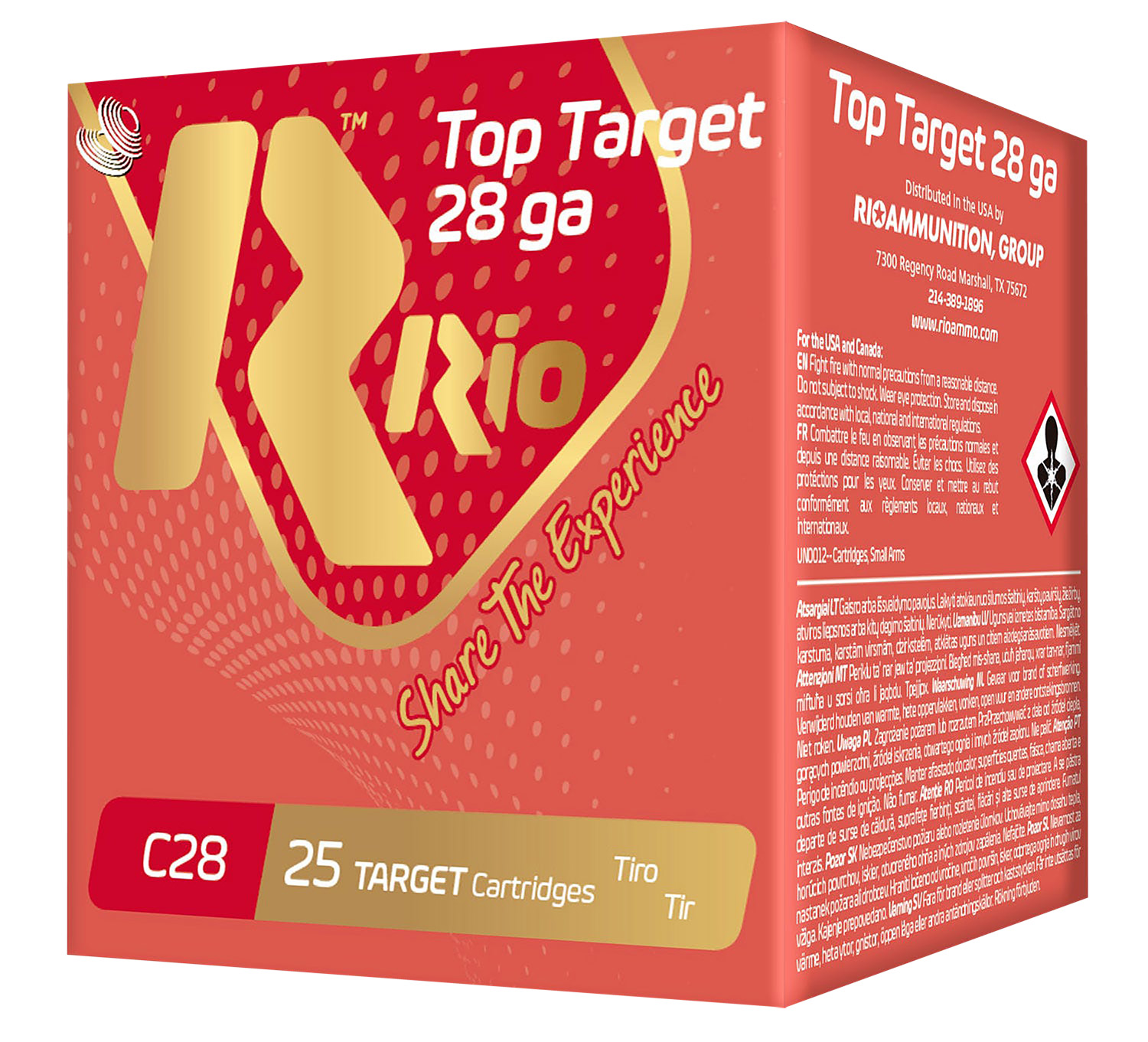 Rio Ammunition RC289 Top Target 28 Gauge 2.75″ 3/4 oz 9 Shot 25 Per Box/ 10 Case