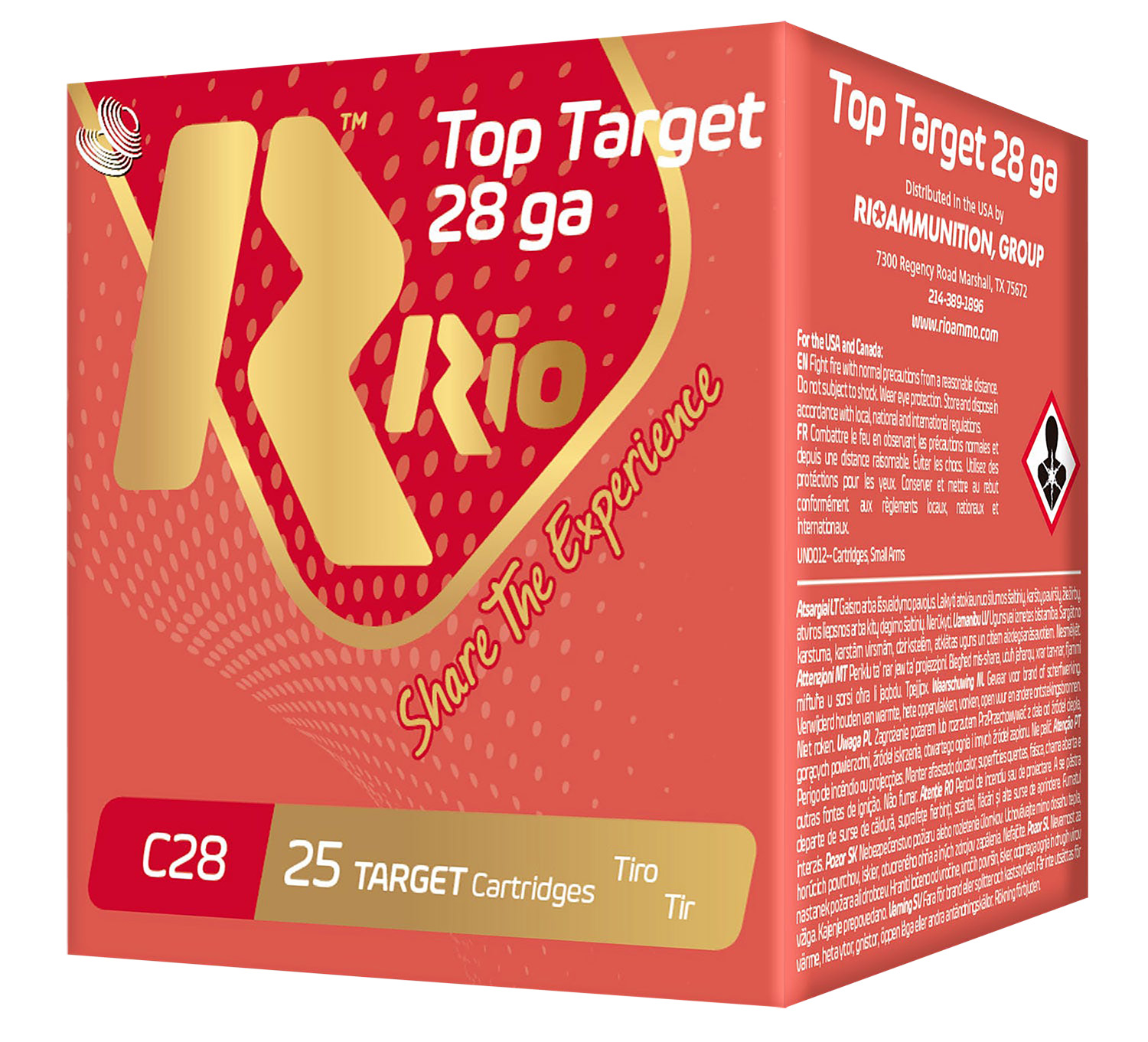 Rio Ammunition RC288 Top Target 28 Gauge 2.75″, 3/4 oz 8 Shot, 25 Per Box/10 Cs