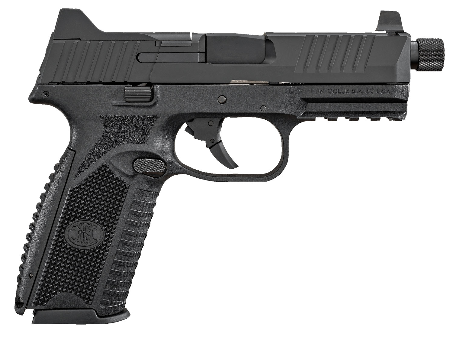 FN 66100375 509T  9mm Luger 17+1/24+1, 4.50″ Black Steel Threaded Barrel, Matte Black Optic Ready/Serrated Stainless Steel Slide, Matte Black Polymer Frame w/Picatinny Rail
