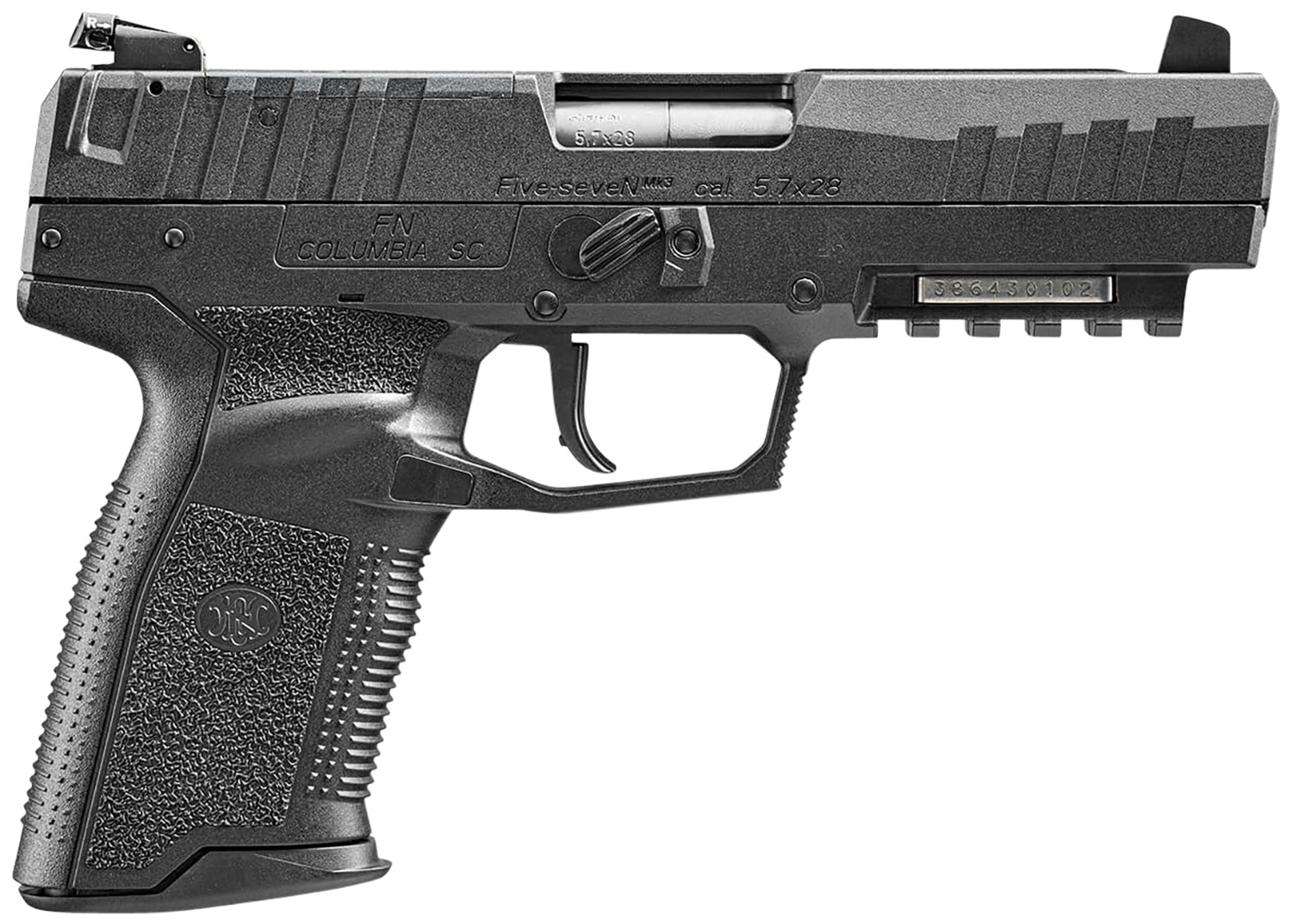 FN 66101276 Five-seveN MRD 5.7x28mm 10+1 4.80″ Black Steel Barrel, Black Optic Ready/Serrated Steel Slide & Polymer Frame w/Picatinny Rail, Black Textured Polymer Grip, Ambidextrous