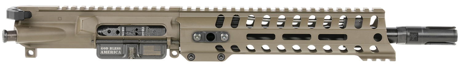 Patriot Ordnance Factory Minuteman Complete Upper 5.56x45mm NATO 10.50″ Black Nitride Barrel Aluminum Patriot Brown Receiver 9″ M-LOK Handguard Lo Pro DI Gas Block (Mid Length)