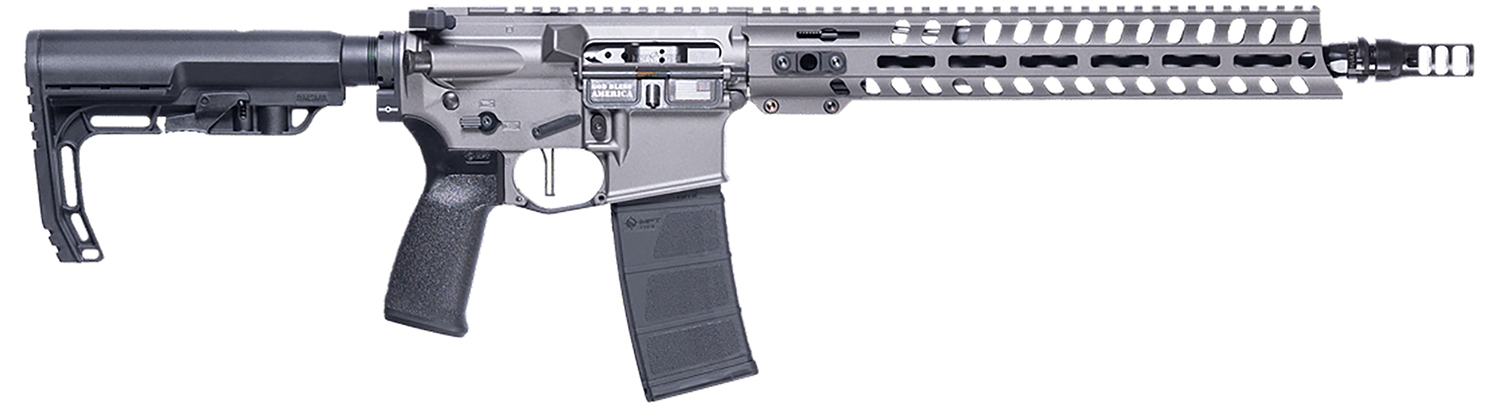 Patriot Ordnance Factory 02049 Minuteman 300 Blackout 30+1 13.75″ Black Nitride Barrel/ Tungsten Cerakote Aluminum Receiver Picatinny Rail