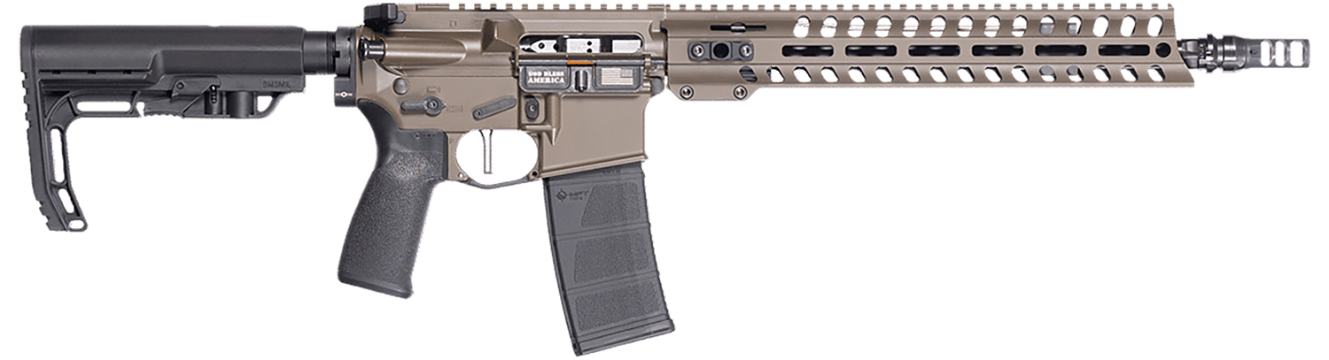 Patriot Ordnance Factory 02050 Minuteman 300 Blackout 30+1 13.75″ Black Nitride Barrel/ Patriot Brown Cerakote Aluminum Receiver Picatinny Rail