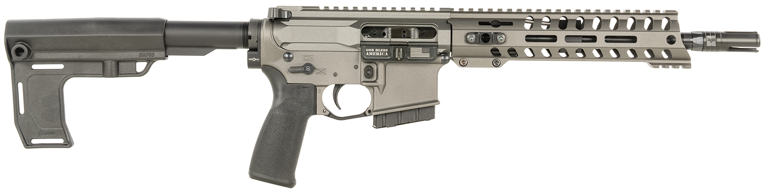 Patriot Ordnance Factory 2173 P15 Constable 5.56 NATO 30+1 10.50″ M-LOK Handguard, Tungsten Cerakote Aluminum Receiver w/Picatinny Rail, Black Polymer MFT Blade Stabilizer, MFT Grip