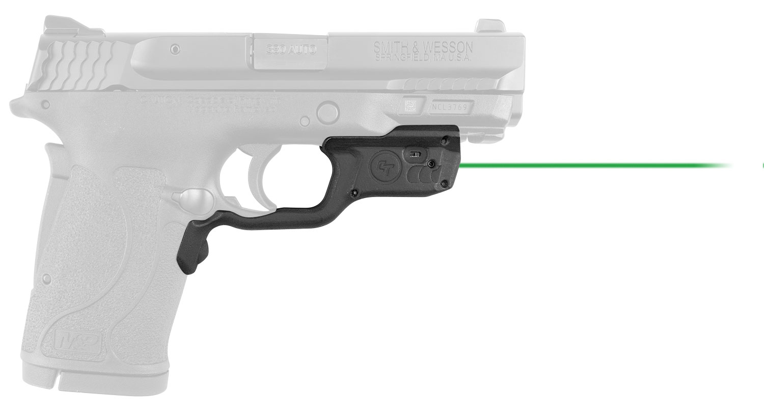 Crimson Trace 0198801 Laserguard Fits S&W M&P 22/380EZ Shield/9EZ Shield, Green Laser Black Polymer