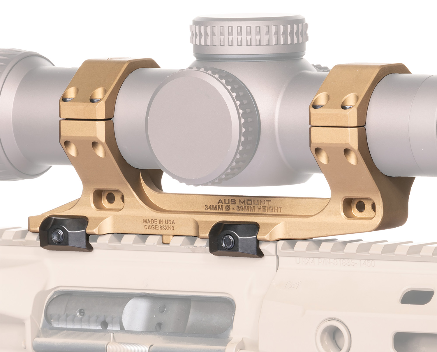 Reptilia LLC 100155 AUS Optic Mount FDE 7075-T6 Aluminum 34mm Tube Mil-Spec 1913 Picatinny Rail Mount