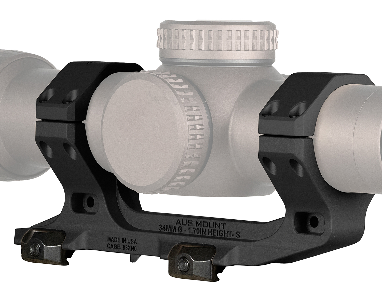 Reptilia LLC 100240 AUS Optic Mount Black 7075-T6 Aluminum 34mm Tube Mil-Spec 1913 Picatinny Rail Mount