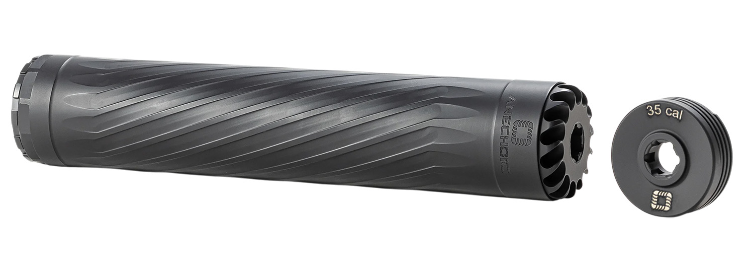 Anechoic X35LB Anechox 35L 35Cal/338Lapua/338/35Magnums Black Stainless Steel/Titanium 1 3/8″x24 w/ 1/2″x28 DTA