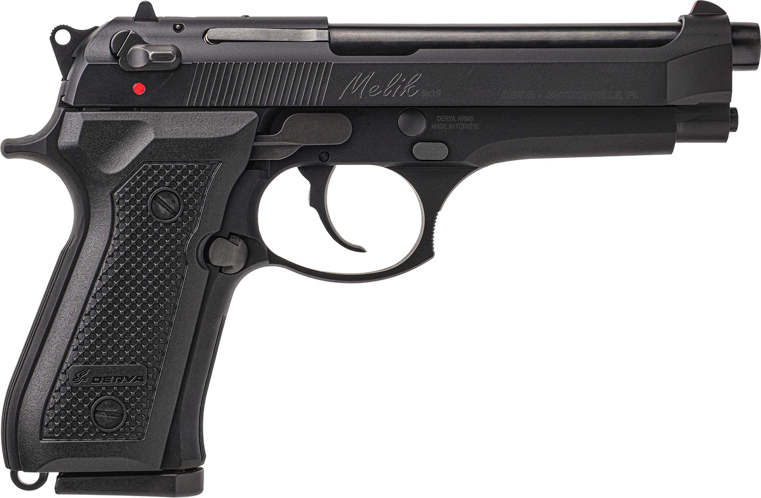 Derya Firearms MELIK9TR Melik 9mm Luger 17+1 4.90″ Black Melonite Steel Barrel, Black Melonite Serrated Steel Slide, Black Aluminum Frame, Black Polymer Grip