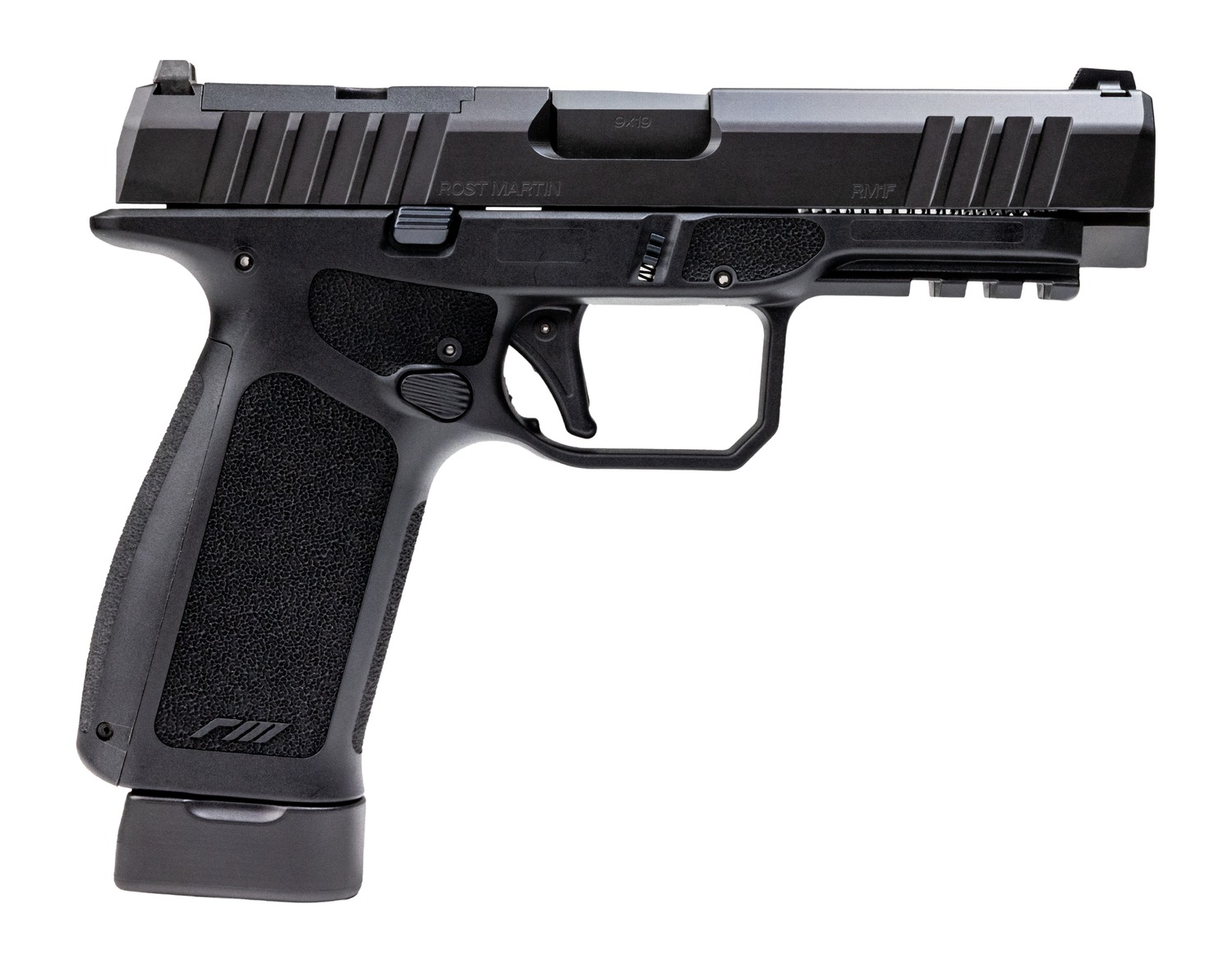 Rost Martin RM1FBLKOSP RM1F 9mm Luger 17+1 19+1 4.50″ Black Match Grade Barrel Black Nitron Steel Optic Ready/Serrated Slide Black Polymer Frame w/Picatinny Rail Interchangeable Backstrap Grip RMR Fo