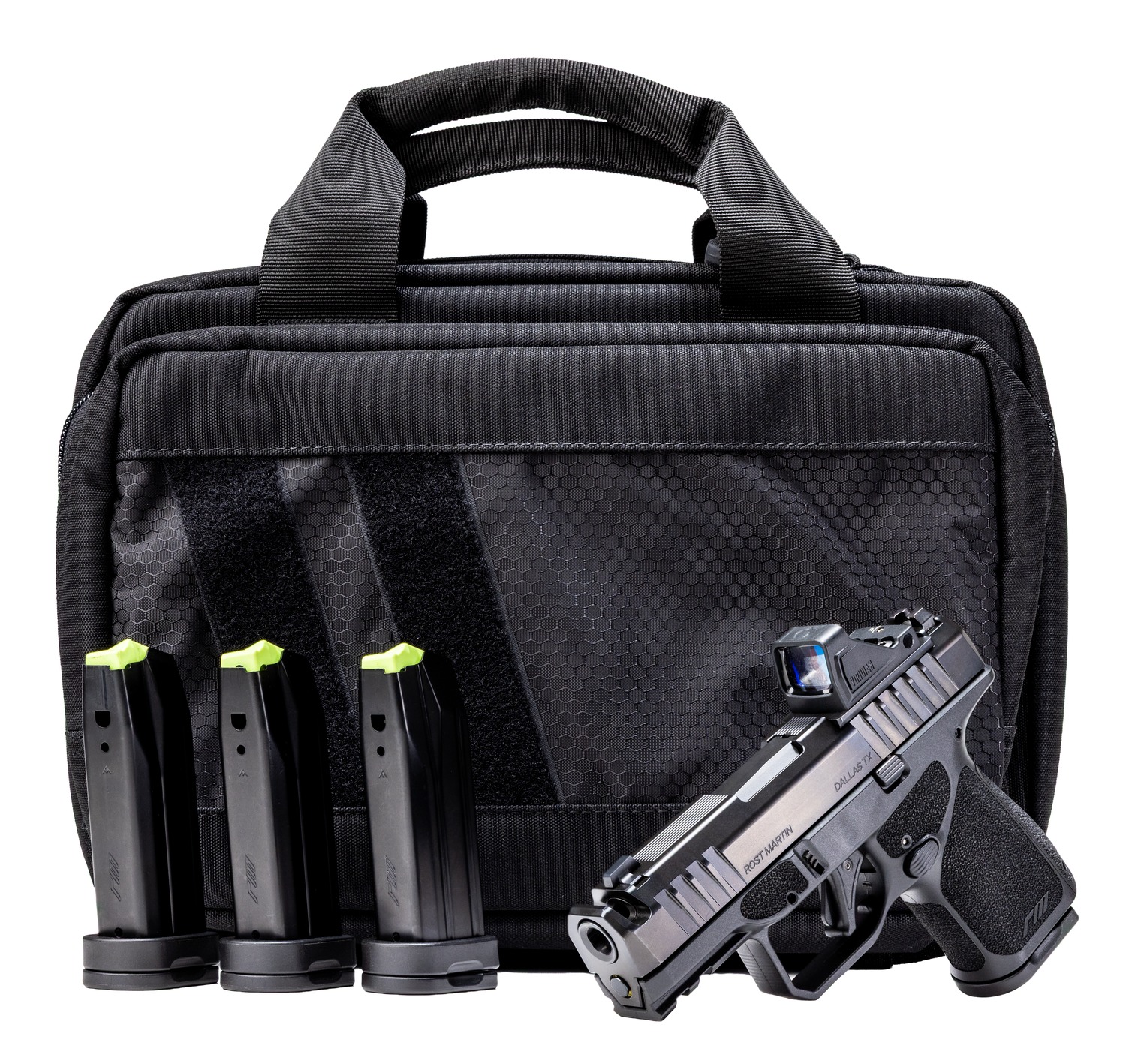 Rost Martin RM1SBLKOSP10CA(COMP)-P RM1S Comp Bundle *CA Compliant 9mm Luger 10+1 3.60″ Compensated Barrel, Black Nitron Steel Integrated Compensator/Serrated w/Optic Slide, Black Polymer Frame w/Picat