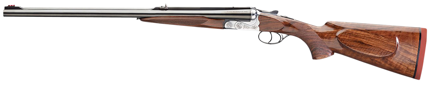 Rizzini USA 7001500 Rhino Express 500 Nitro Express 2rd 26″ Gloss Blued 26″ Chrome-Lined Barrel Coin Anodized Silver Engraved Steel Oiled Turkish Walnut Ambidextrous Hand